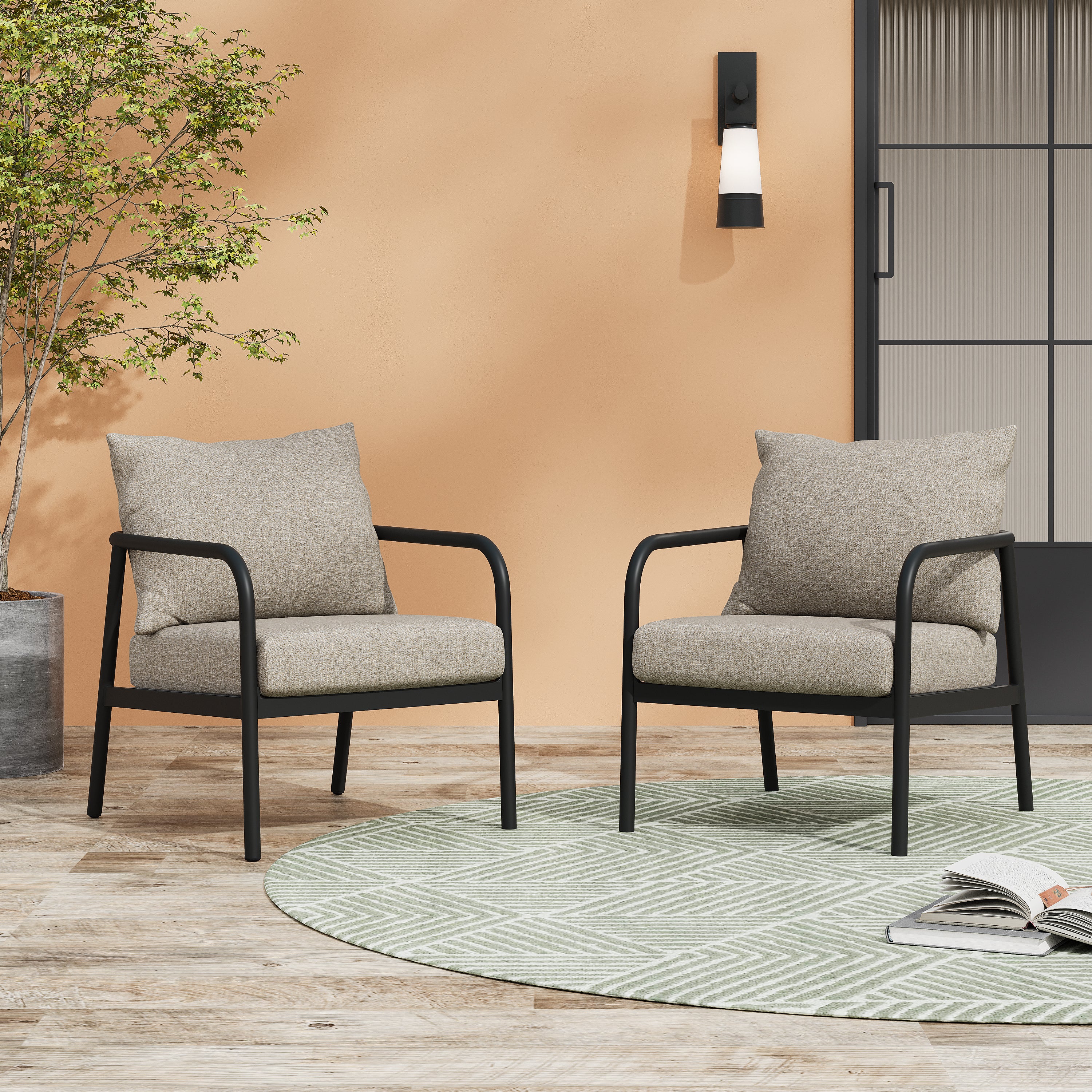 Kenia Outdoor Club Chairs with Cushions - furnishings