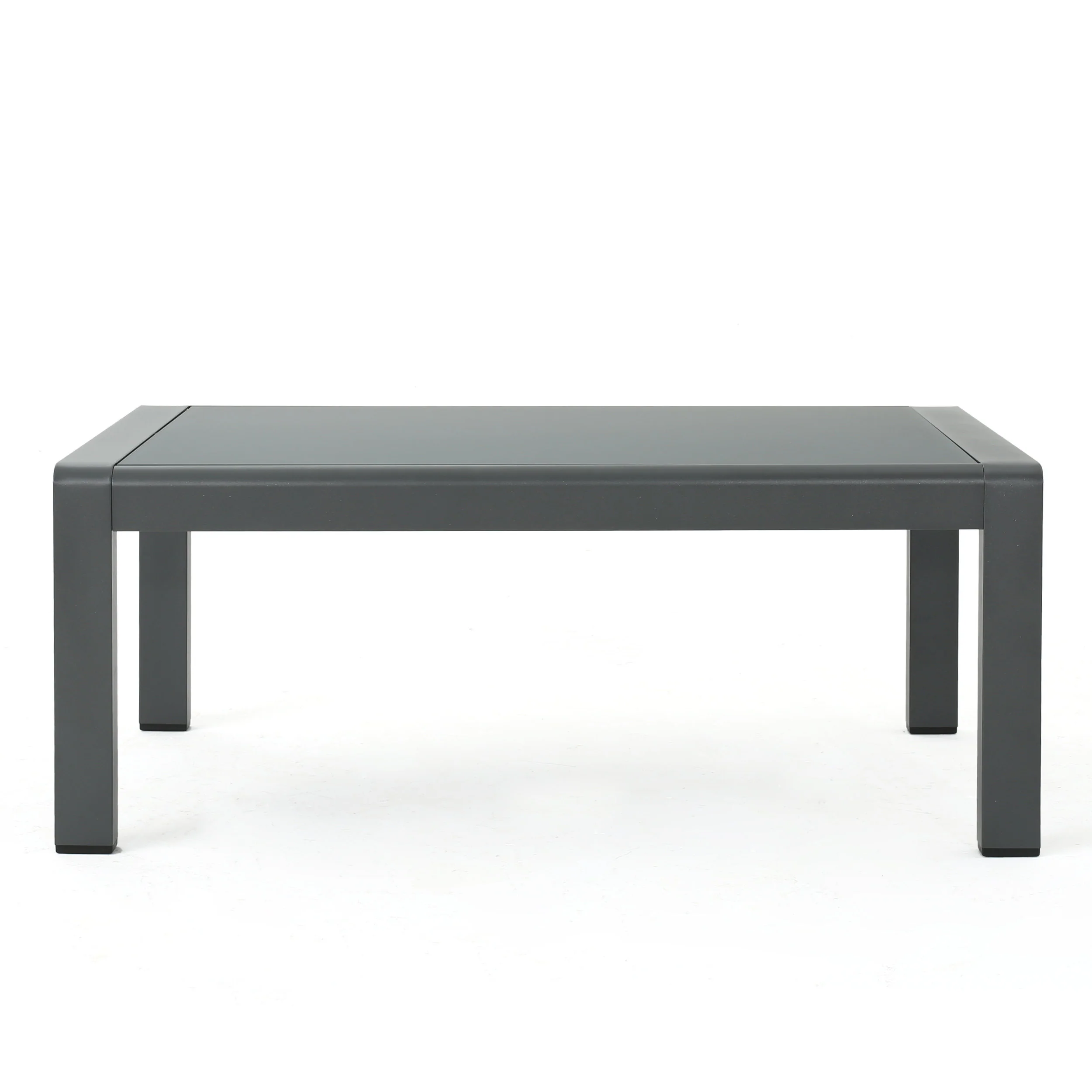 Crested Bay Outdoor Gray Aluminum Coffee Table with Tempered Glass Table Top - furnishings