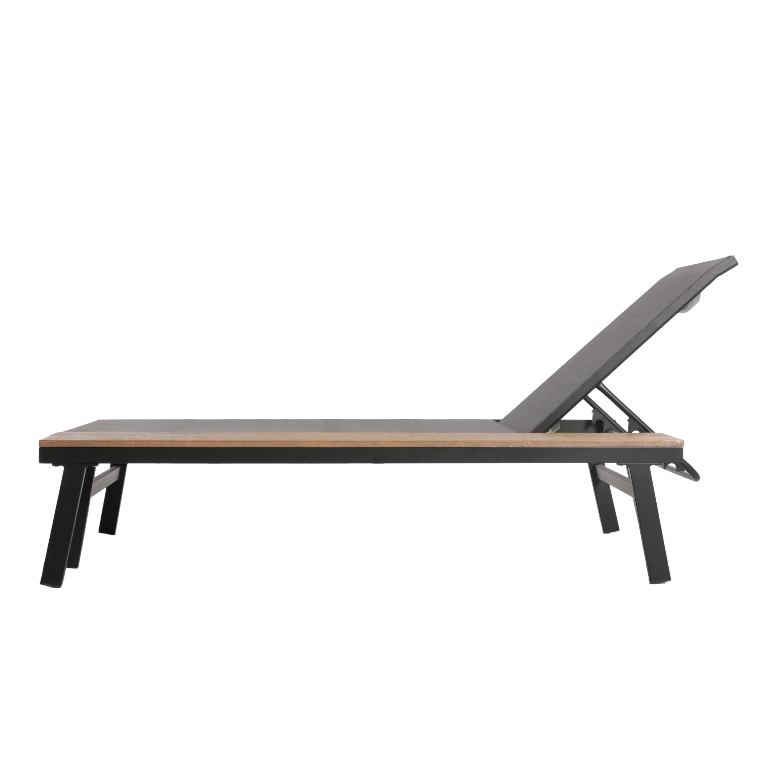John Outdoor Mesh and Aluminum Chaise Lounge with Side Table - furnishings