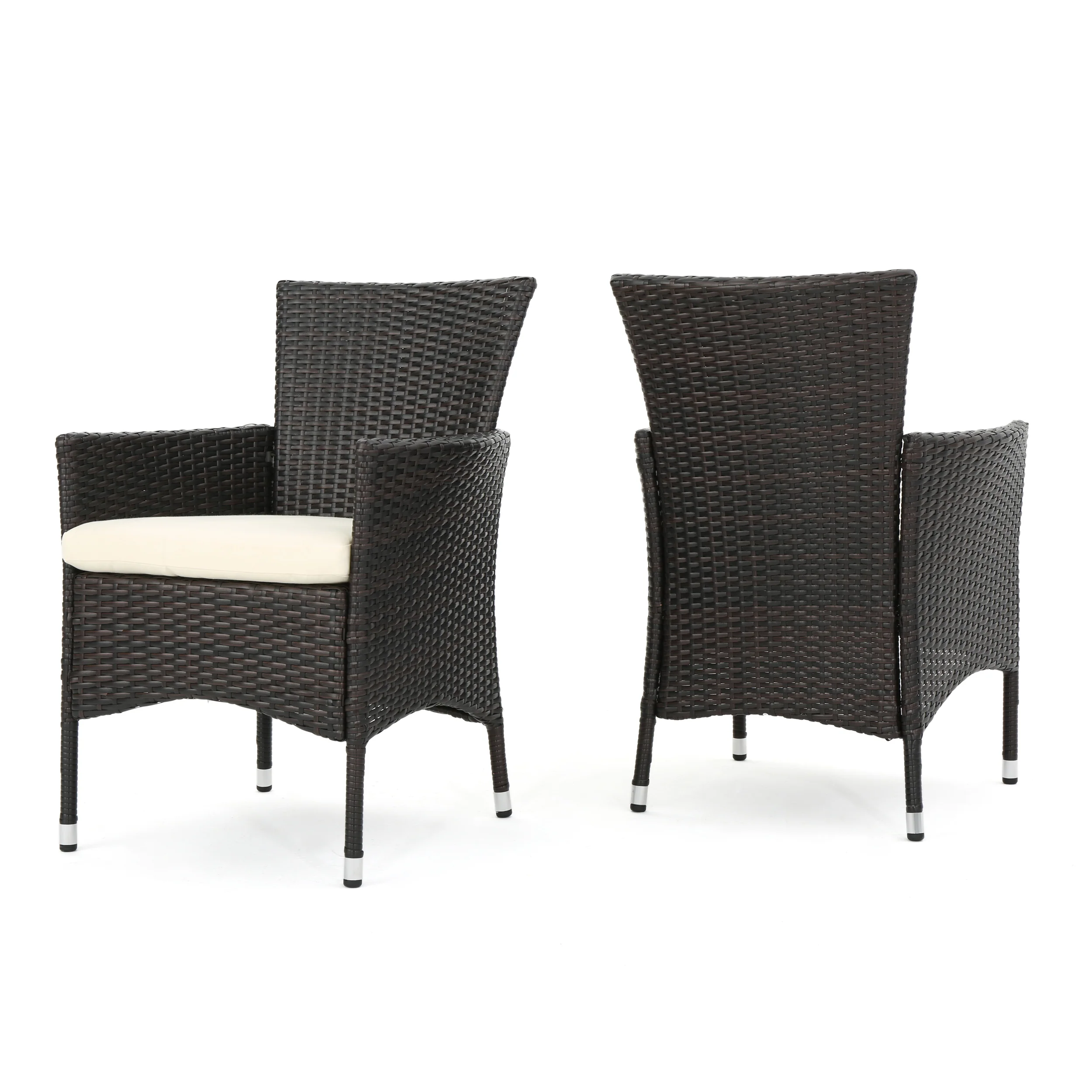Clementine Outdoor Multibrown PE Wicker Dining Chairs (Set of 2) - furnishings