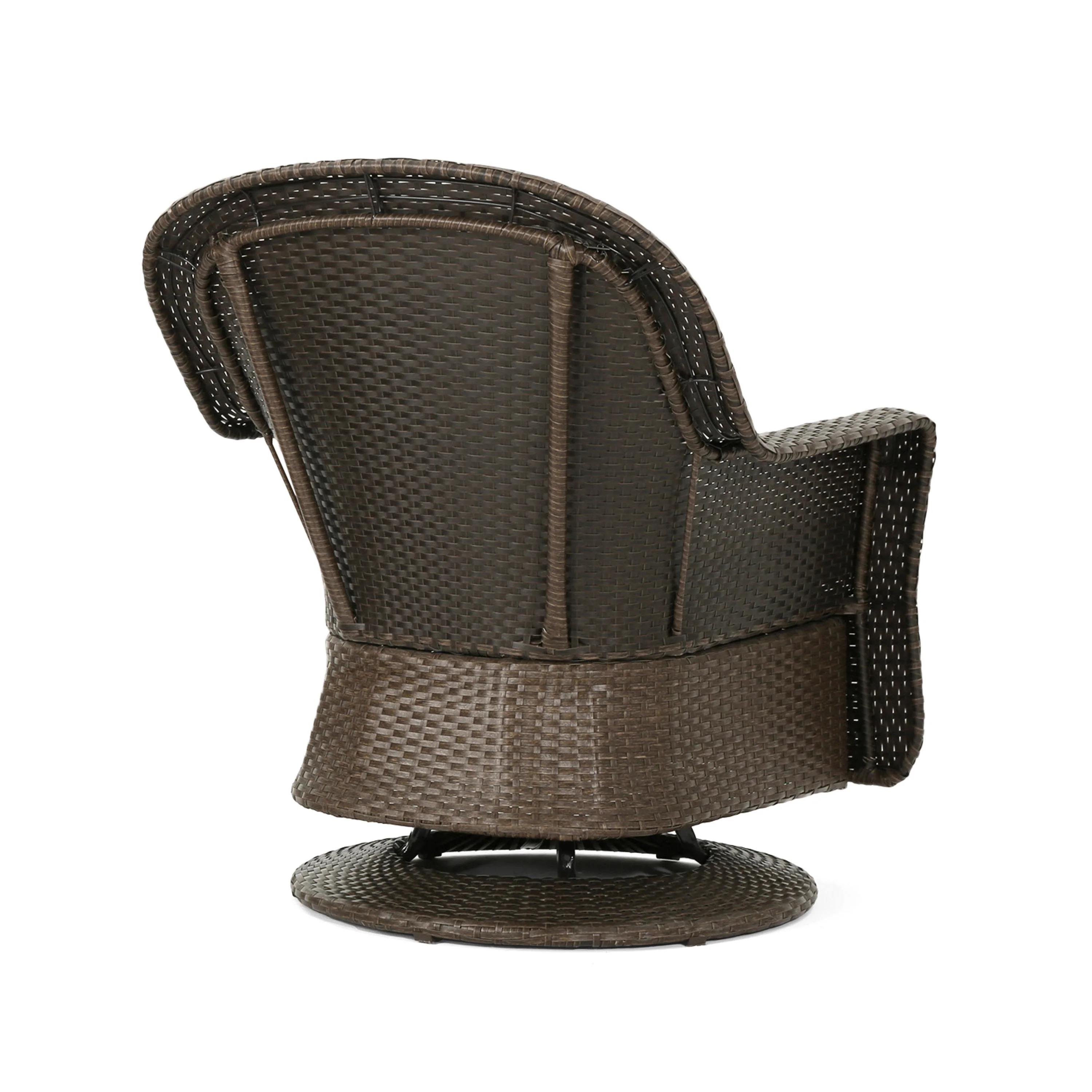 Linsten Outdoor Wicker Swivel Club Chairs with Water Resistant Cushions - furnishings