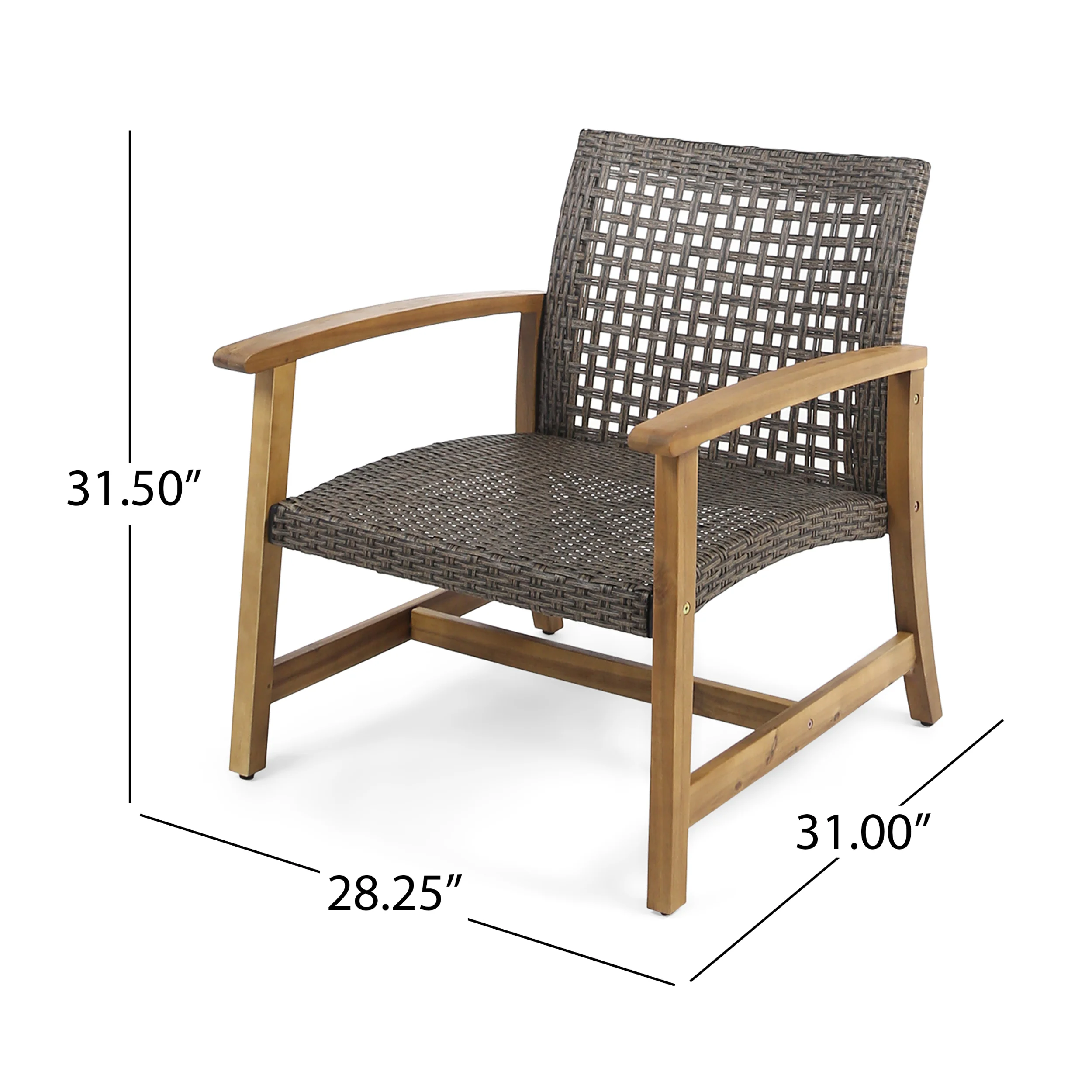 Tabby Outdoor 6 Piece Wood and Wicker Chat Set with Fire Pit - furnishings