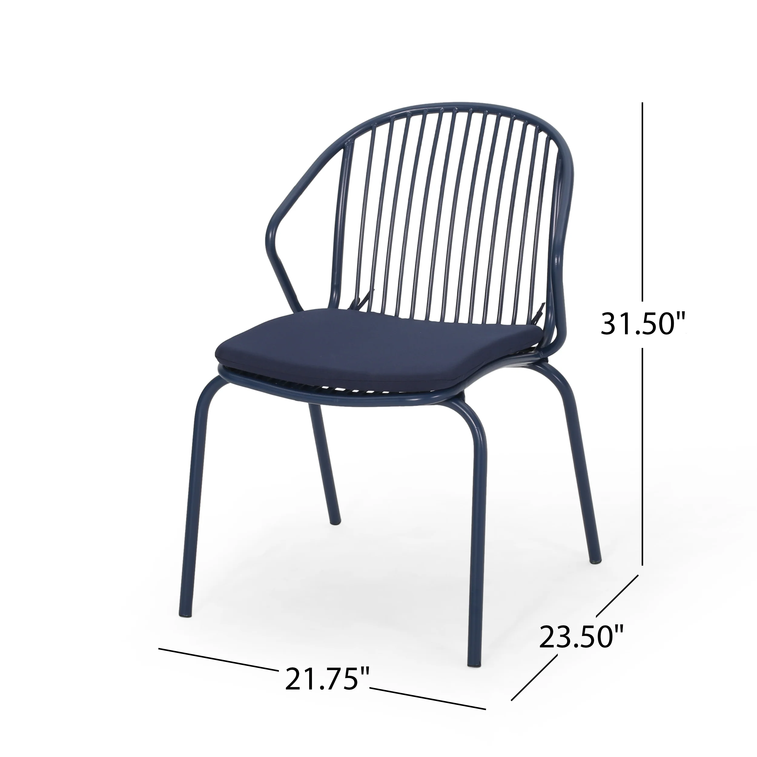 Emily Outdoor Modern Iron Club Chair with Cushion (Set of 2) - furnishings