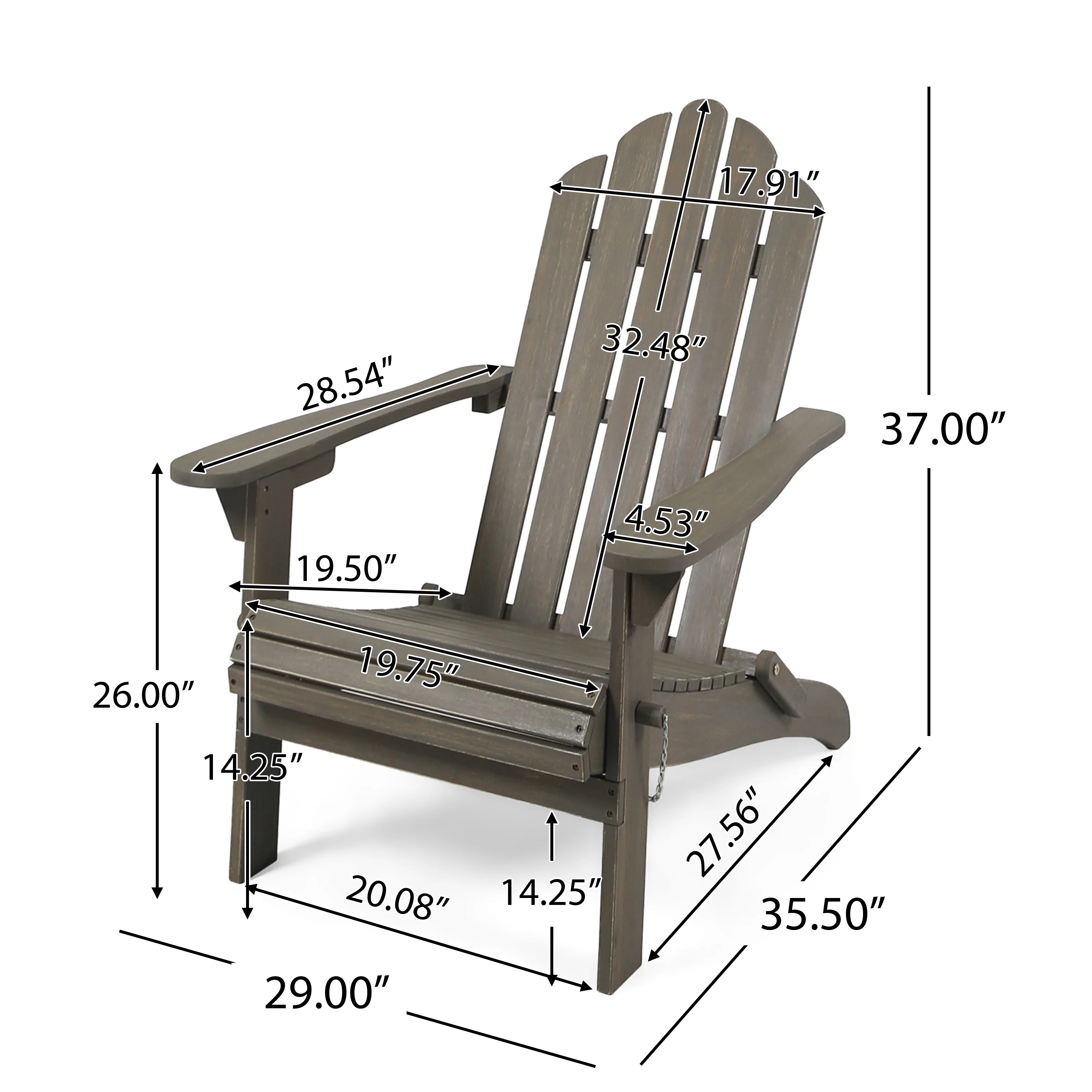 Cara Outdoor Acacia Wood Foldable Adirondack Chairs, Set of 2 - furnishings