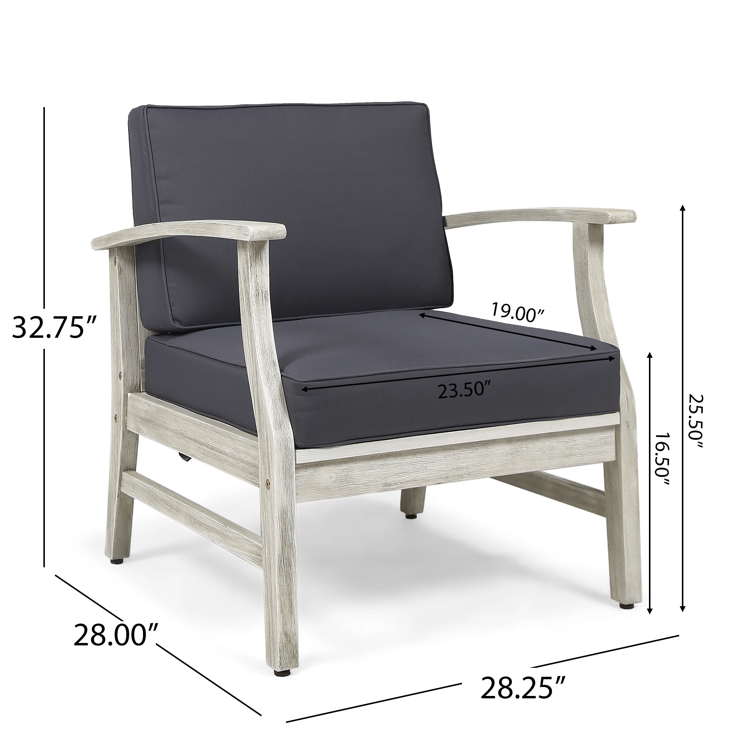 Abena Outdoor Acacia Wood Club Chair - furnishings