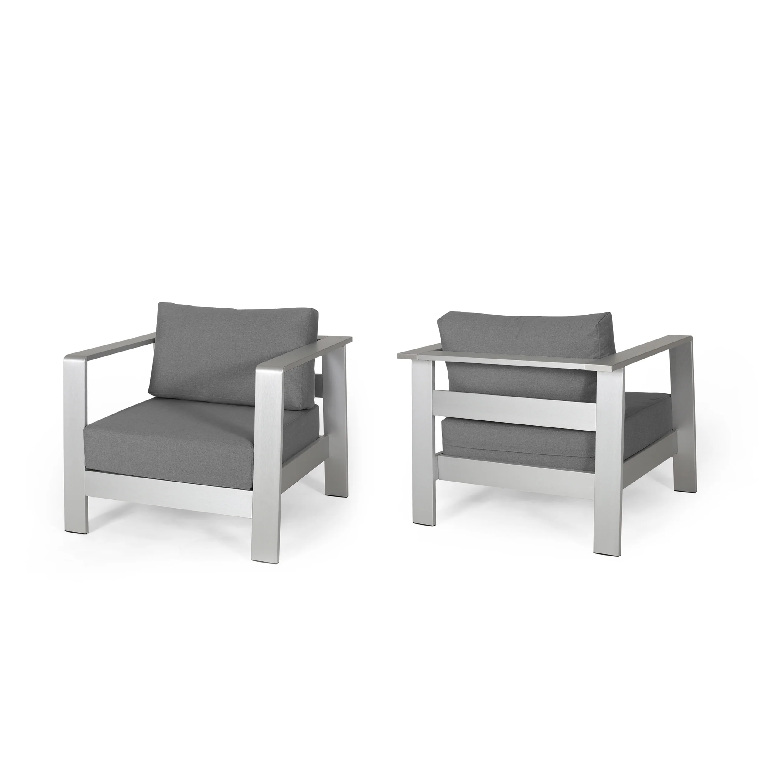 Laraine Outdoor Aluminum Club Chairs with Cushions (Set of 2) - furnishings