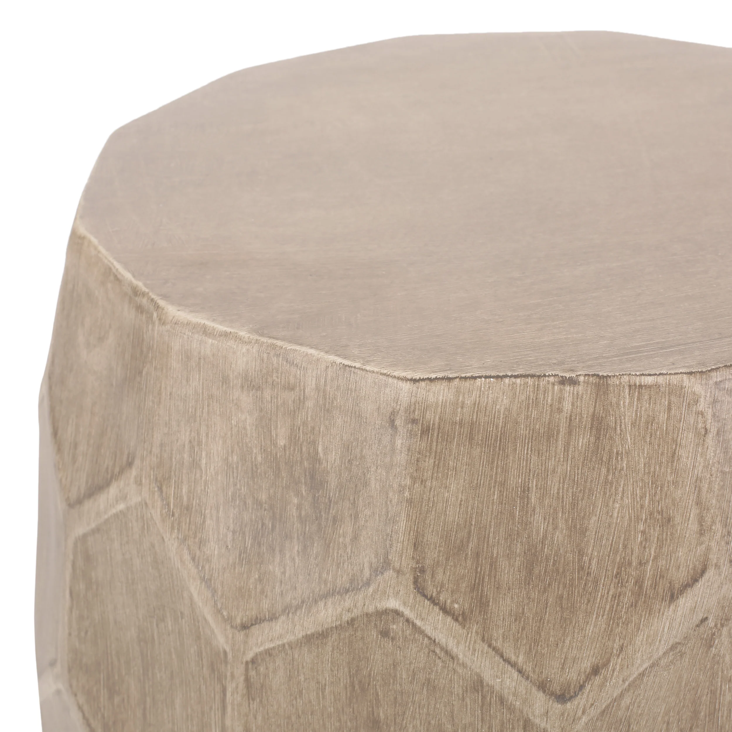 Ardson Outdoor Lightweight Concrete Side Table, Natural Wood - furnishings
