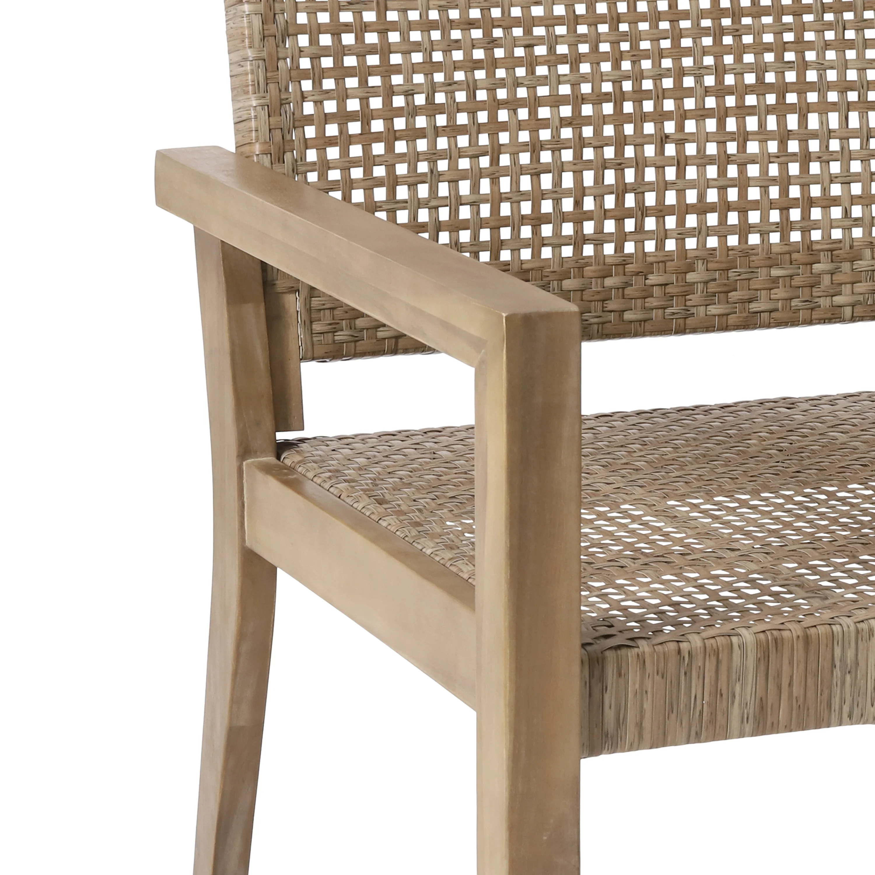 Elmcrest Outdoor Wicker and Acacia Wood Club Chairs, Set of 2, Light Multibrown and Light Brown - furnishings