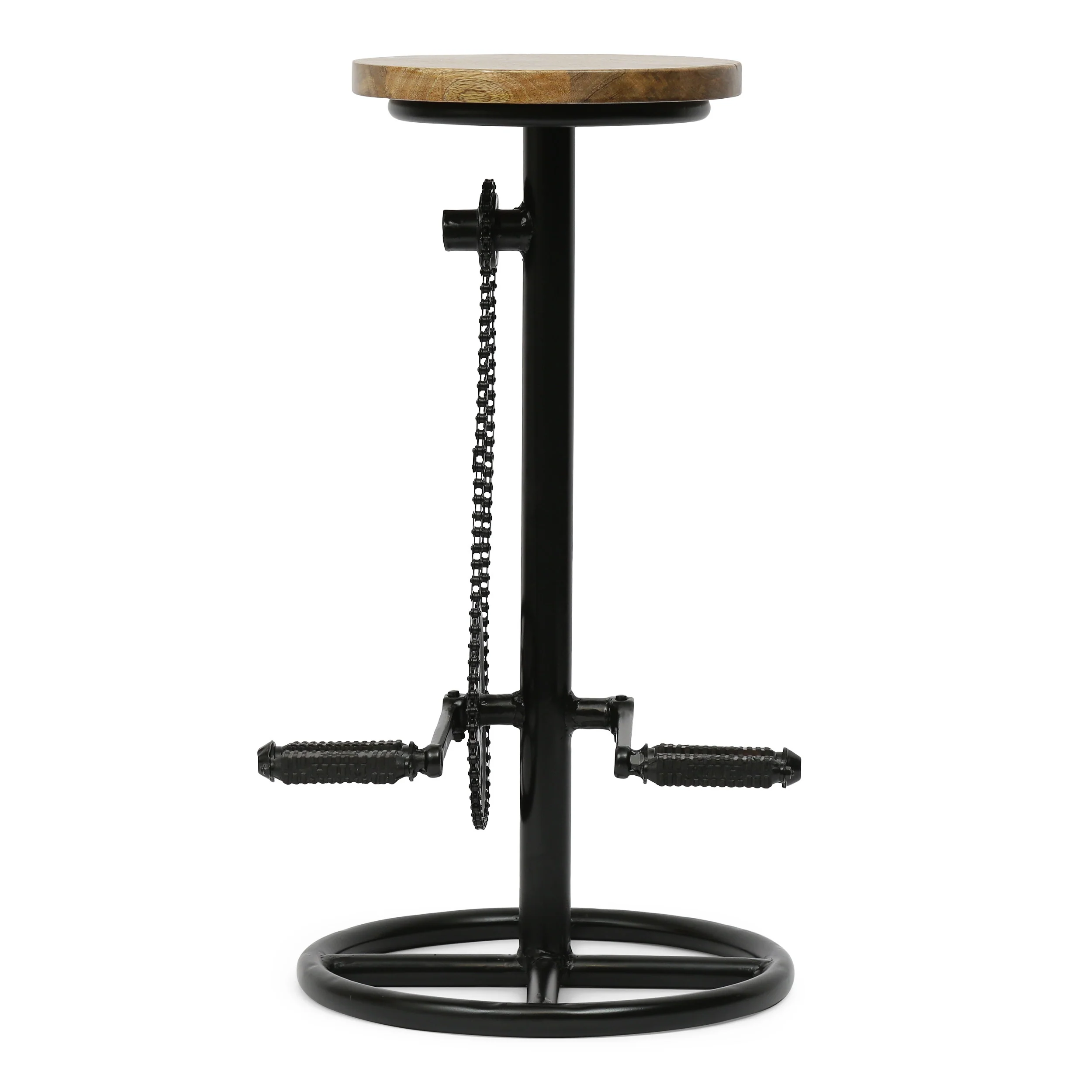 Lepley Industrial Handcrafted Mango Wood Pedal Barstool - furnishings