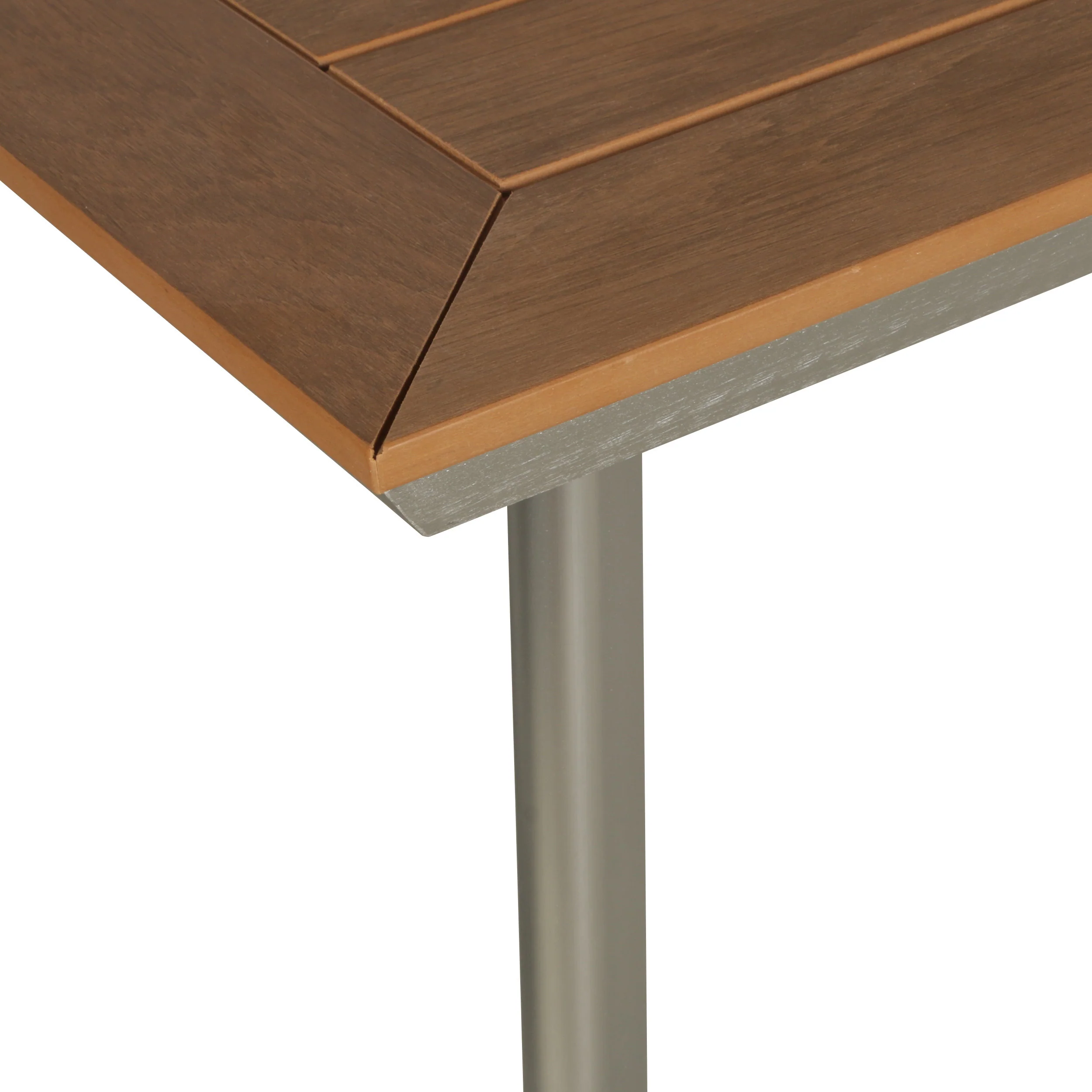 Able Outdoor Aluminum Dining Table with Faux Wood Table Top - furnishings