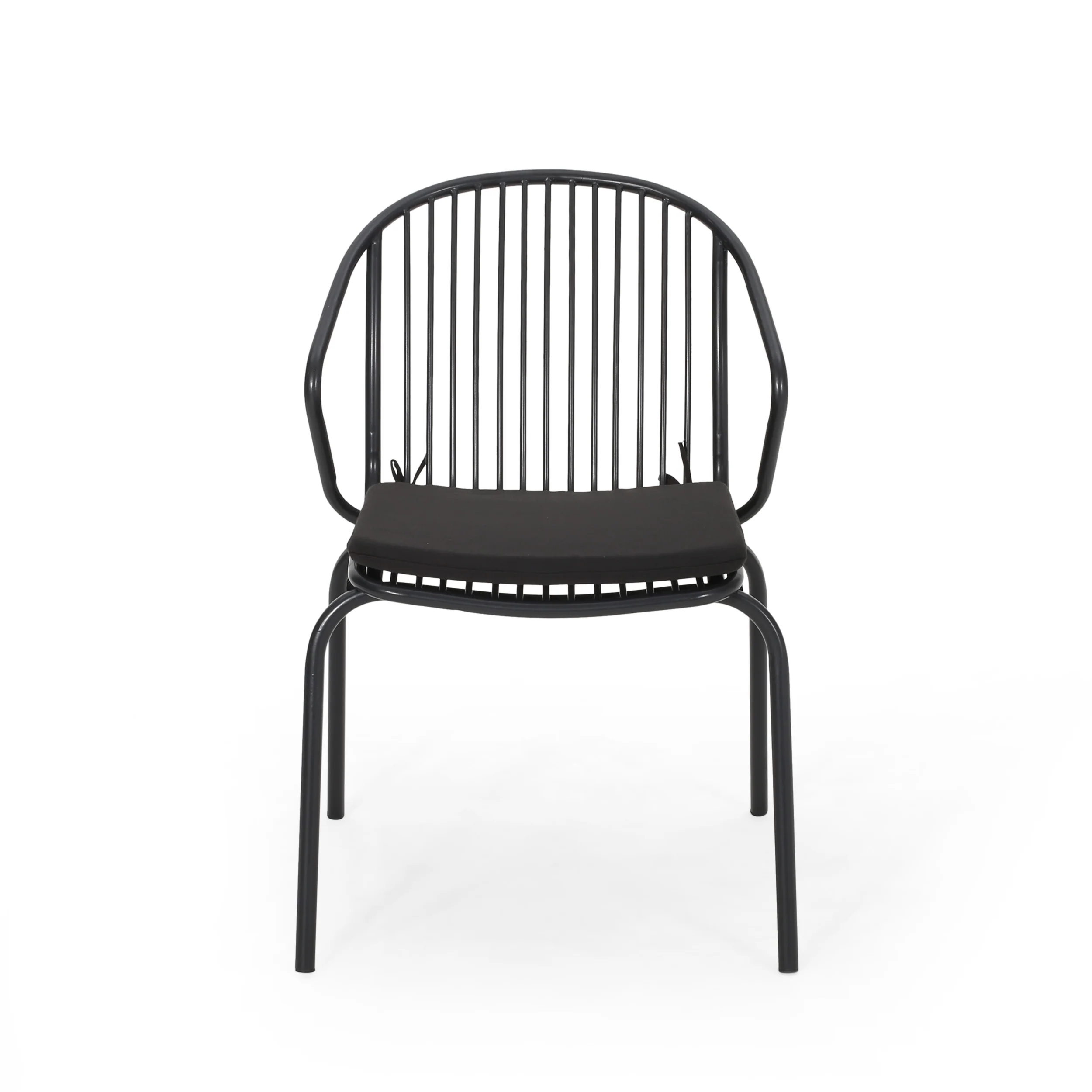 Emily Outdoor Modern Iron Club Chair with Cushion (Set of 2) - furnishings