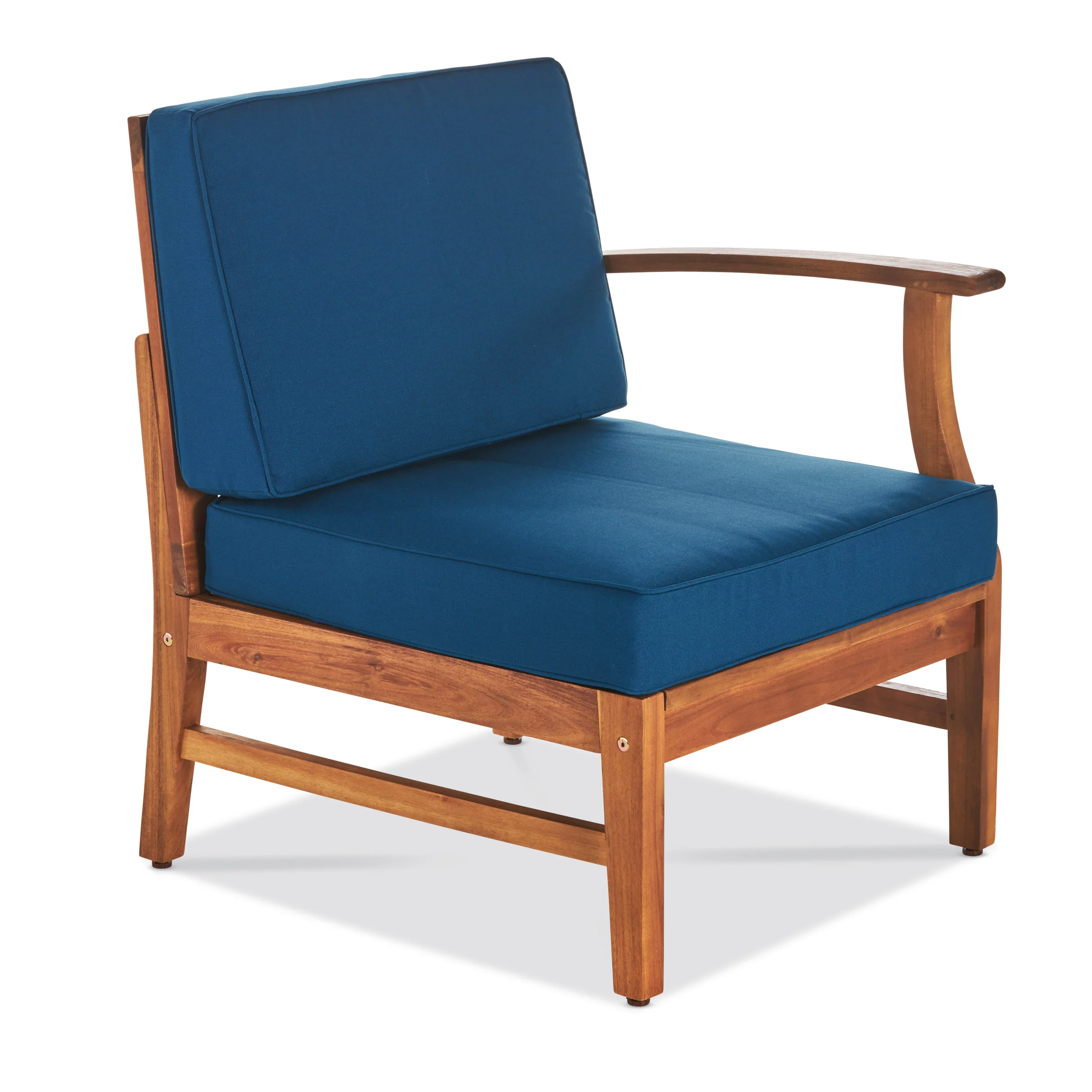 Nyeemah Outdoor 5 Seater V-Shaped Acacia Wood Sofa Set with Square Fire Table and Tank - furnishings