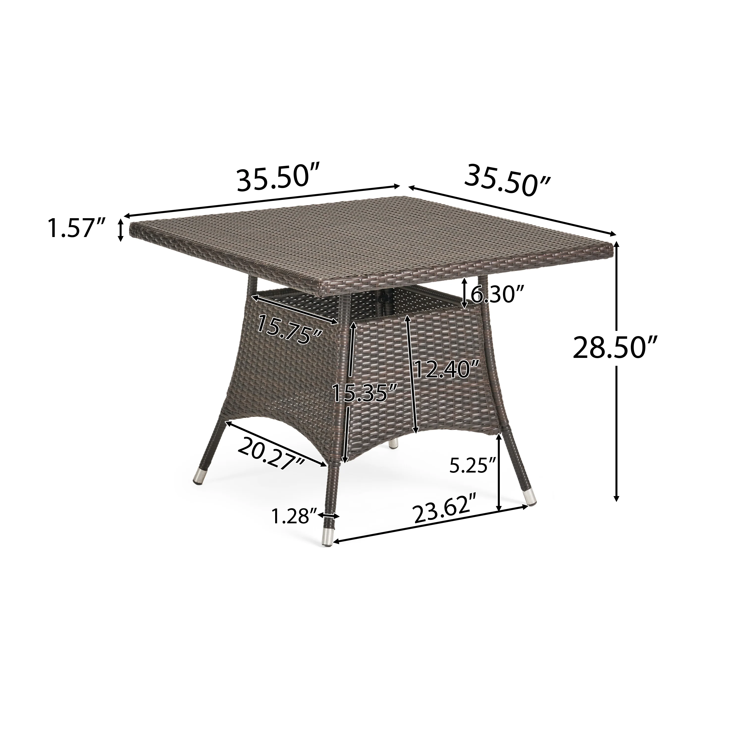 Kanasca Outdoor Multi Brown Polyethylene Square Dining Table - furnishings