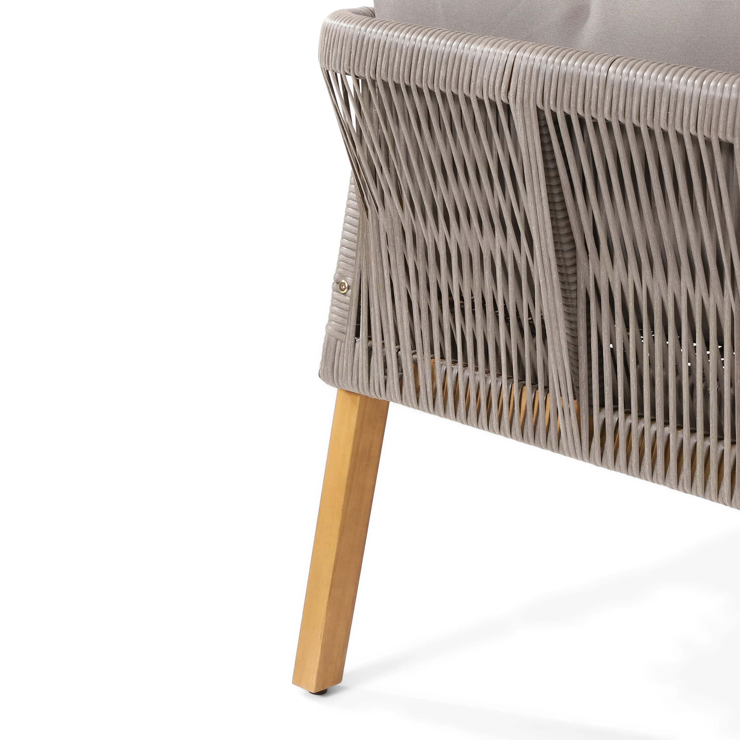 Breck Outdoor Acacia Wood and Wicker Club Chairs with Cushion, Set of 2, Teak and Gray - furnishings