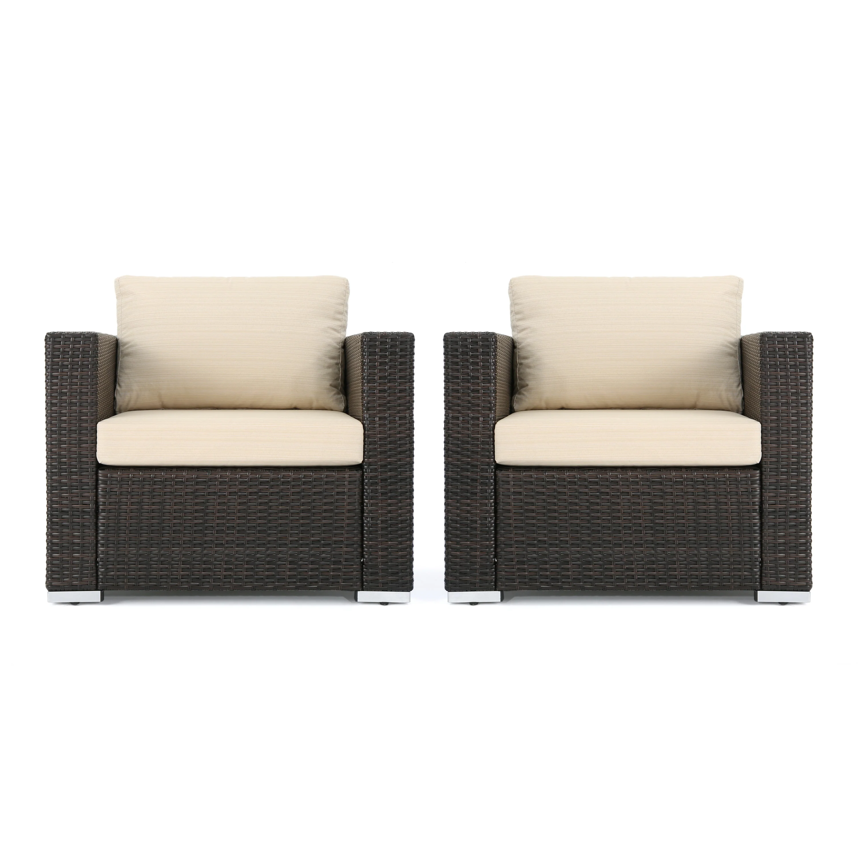 Avianna Outdoor Wicker Club Chair with Cushions, Set of 2 - furnishings