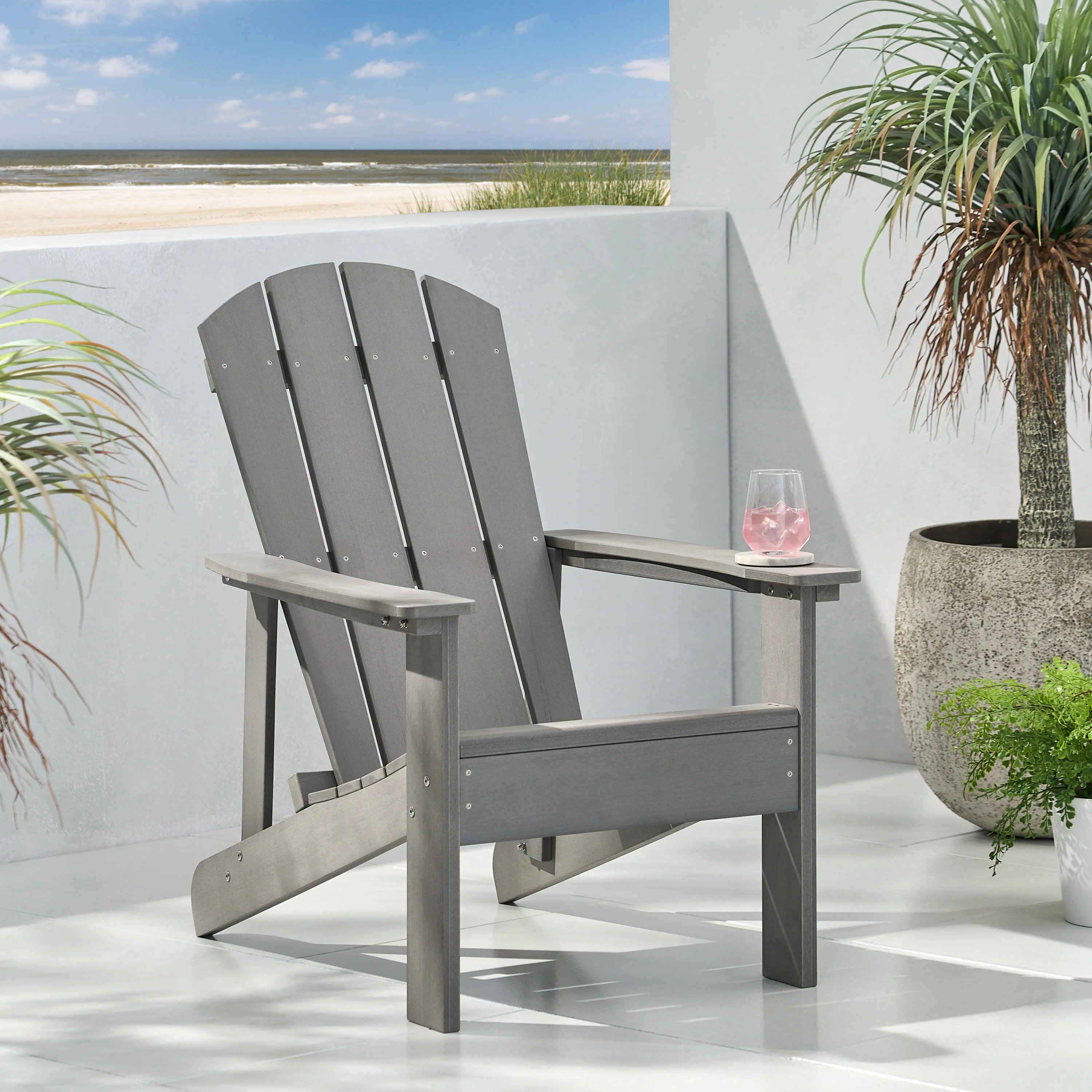 Anastasija Outdoor Faux Wood Adirondack Chair - furnishings