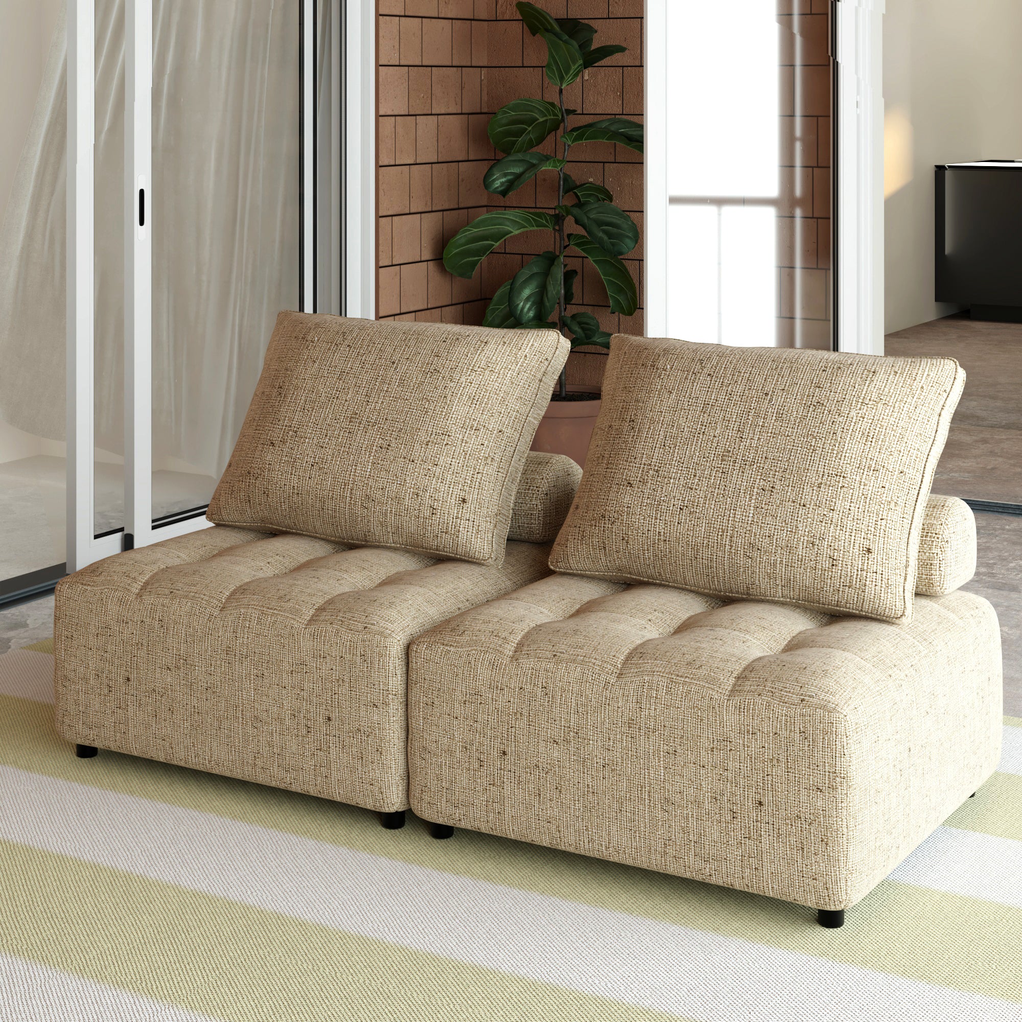 Premium Outdoor Modular Sofa with Aluminum Frame, Removable Cushions & Waterproof Cover - furnishings