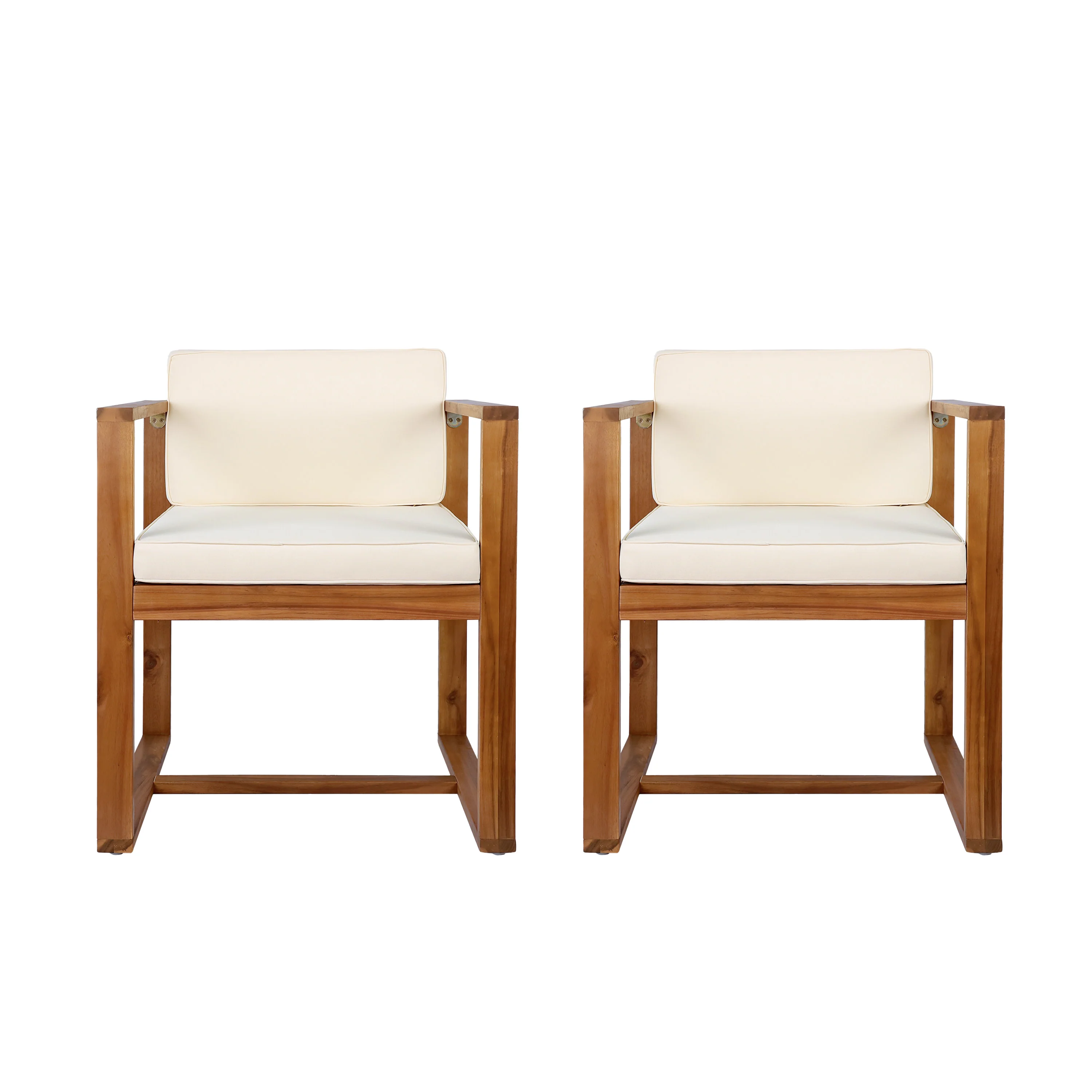 Zephyra Modern Outdoor Patio Acacia Wood Dining Chairs with Cushions - furnishings