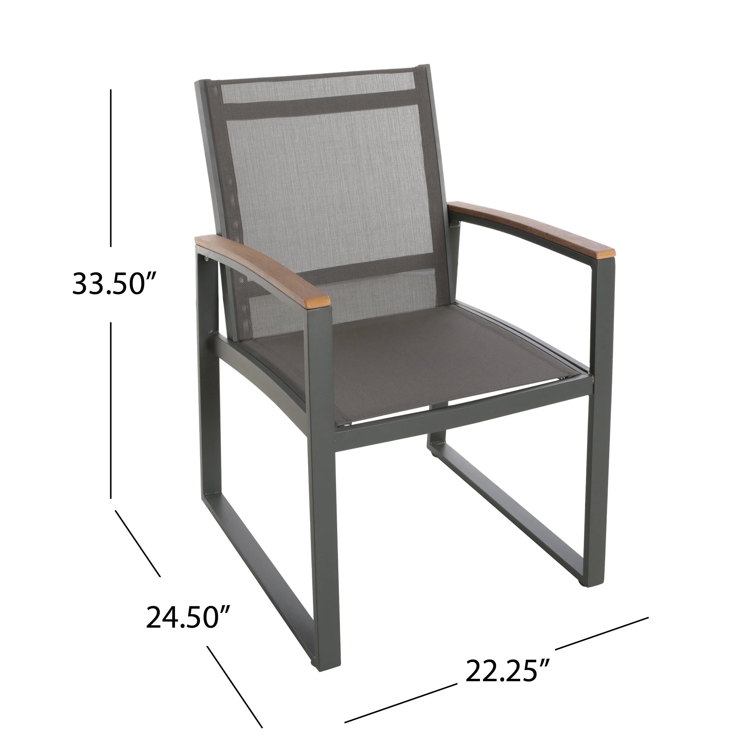 Aubrey Outdoor Aluminum Dining Chairs with Faux Wood Accents - furnishings