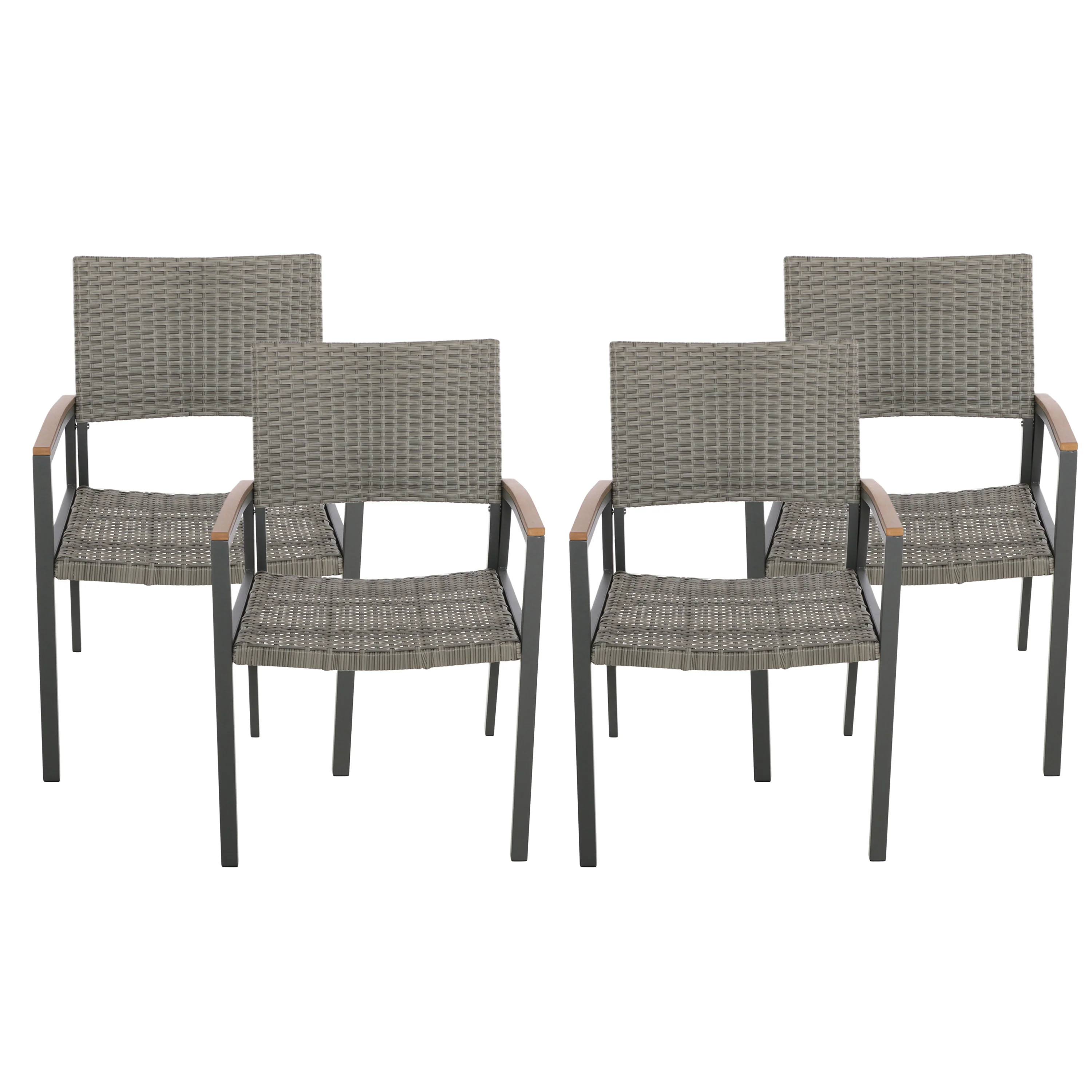 Swarthmore Outdoor Aluminum Dining Chairs with Faux Wood Accents - furnishings