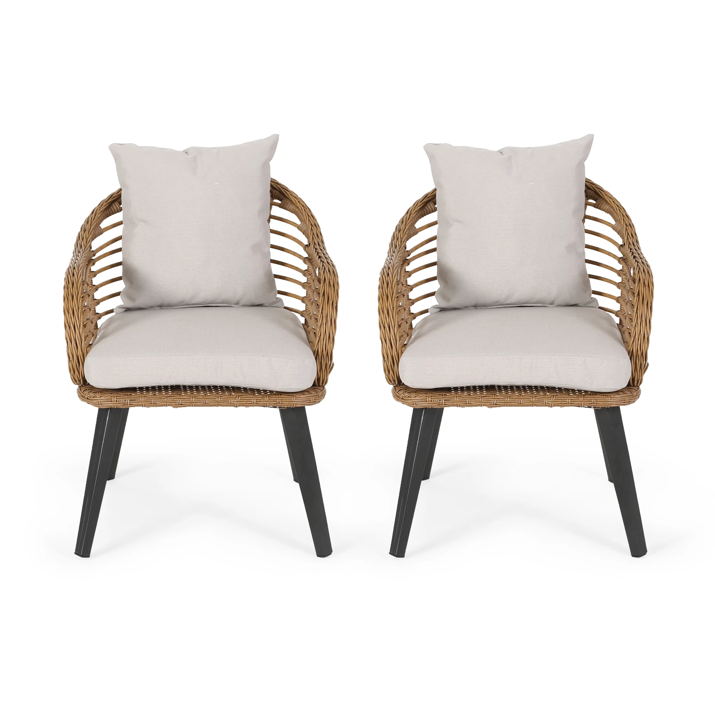 Madison Outdoor Wicker Club Chairs with Cushions (Set of 2) - furnishings