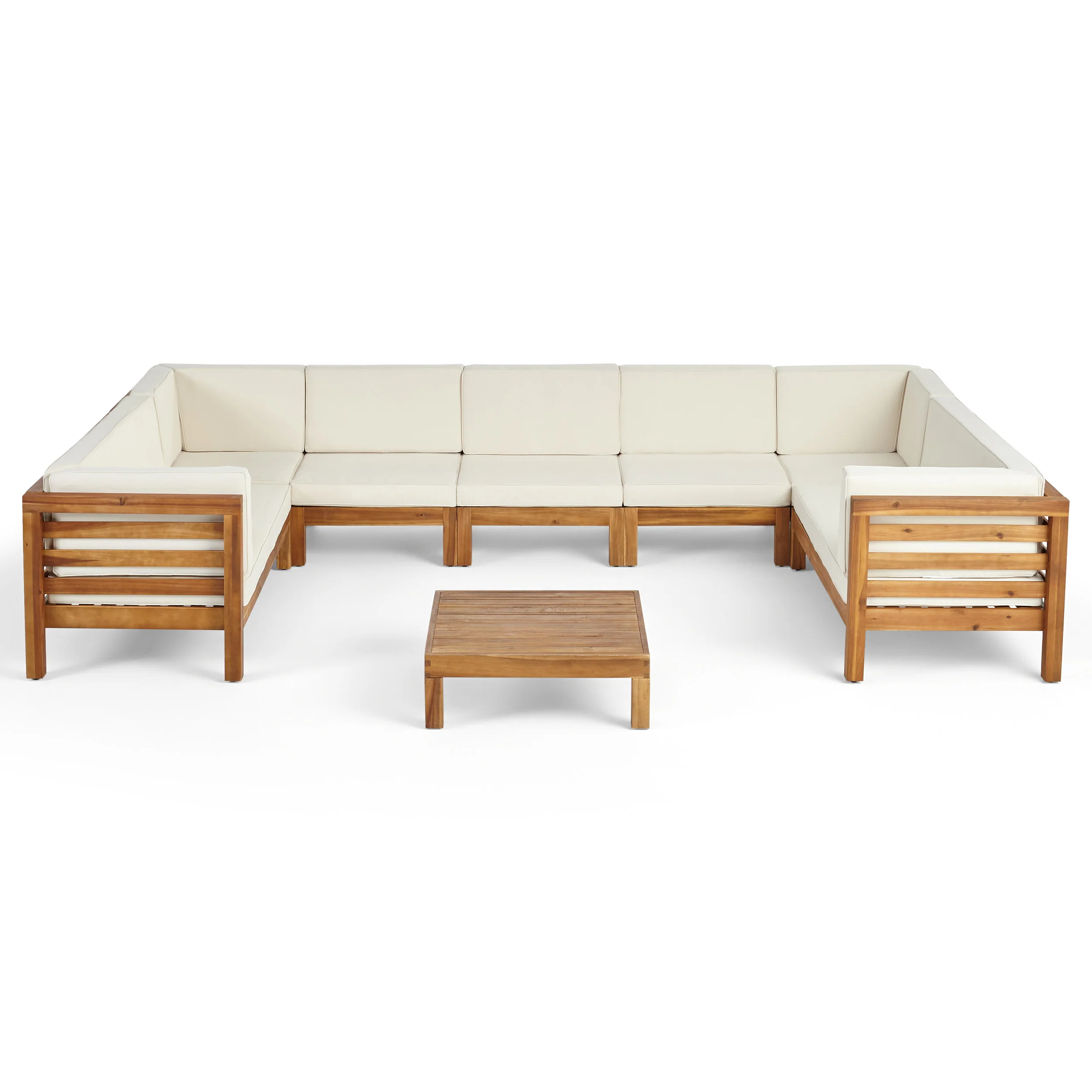Emma Outdoor 9 Seater Acacia Wood Sectional Sofa Set - furnishings