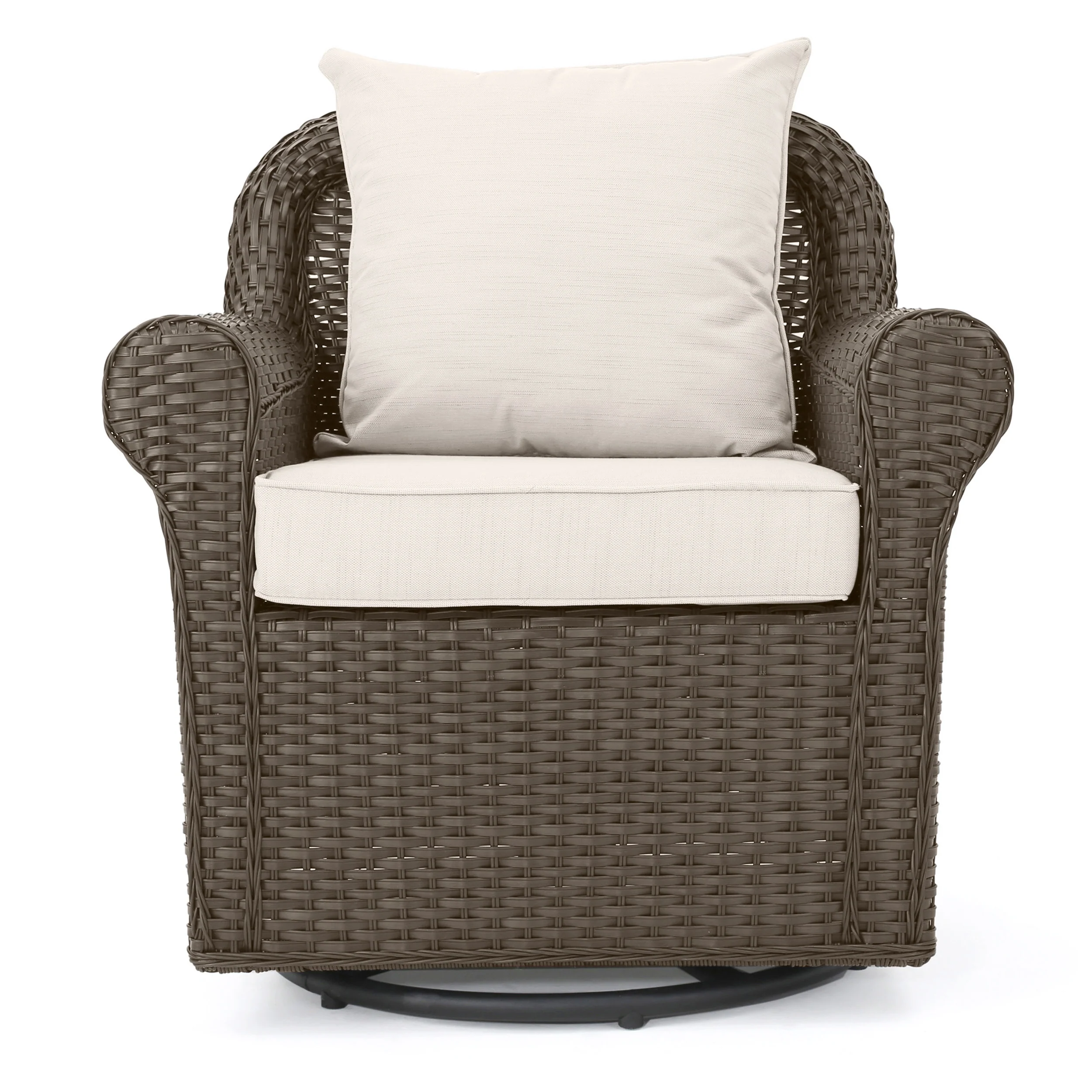 Admiral Outdoor 4 Seater Wicker Swivel Chair and Fire Pit Set - furnishings