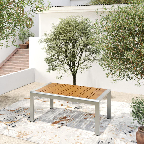 Eamoon Aluminum Outdoor Patio Coffee Table - furnishings