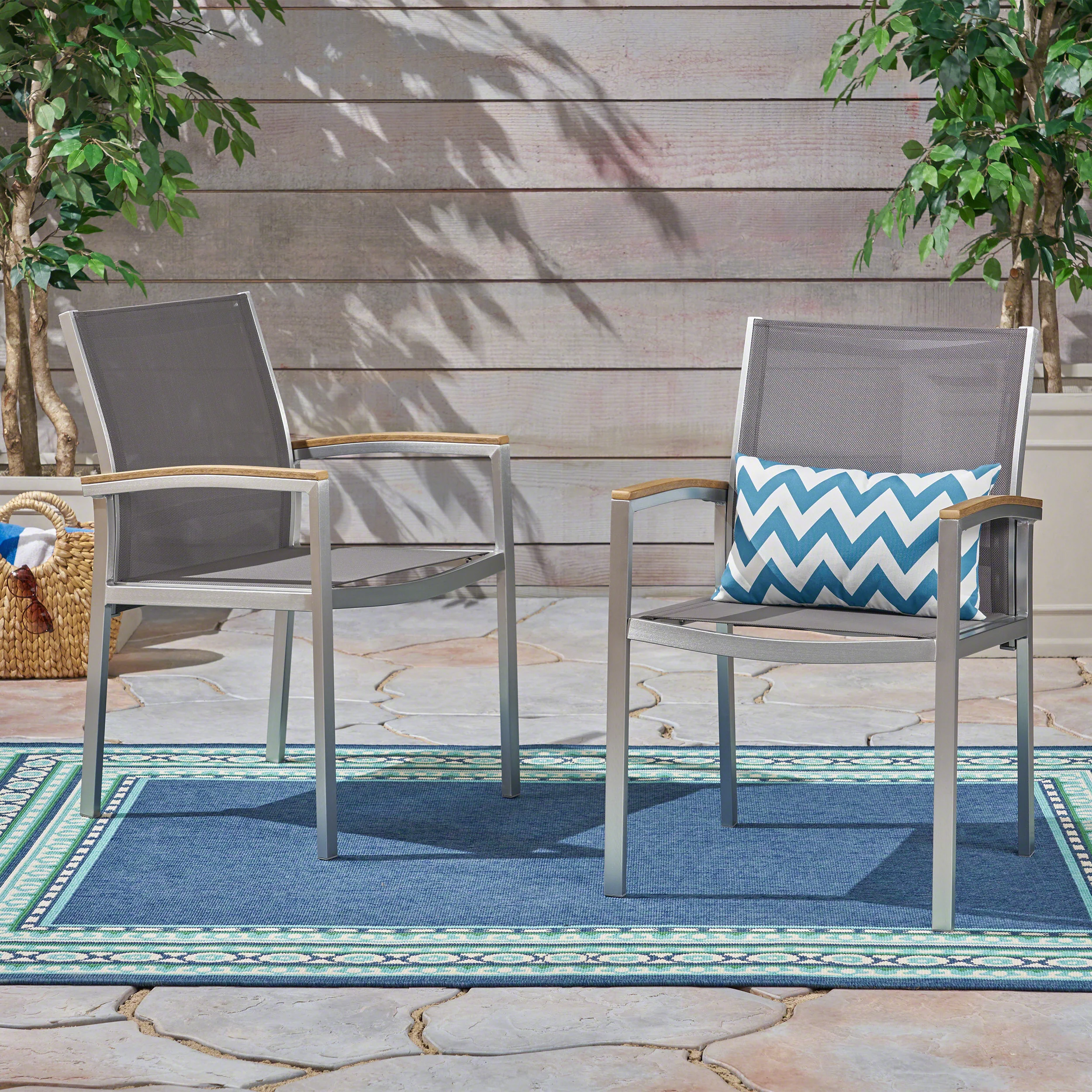 Emma Outdoor Wicker Dining Chair with Aluminum Frame (Set of 2) - furnishings