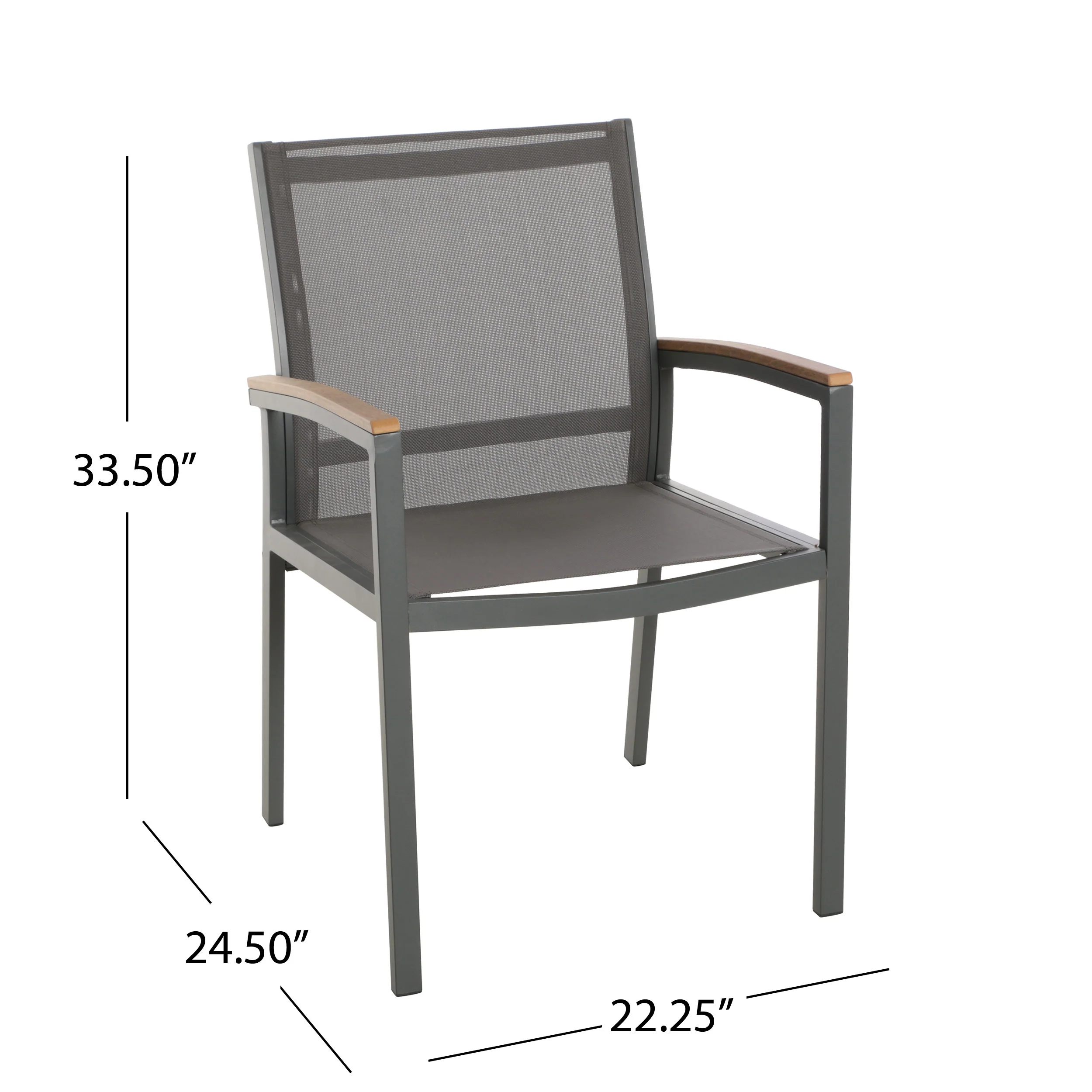 Emma Outdoor Aluminum Dining Chairs with Faux Wood Accents - furnishings