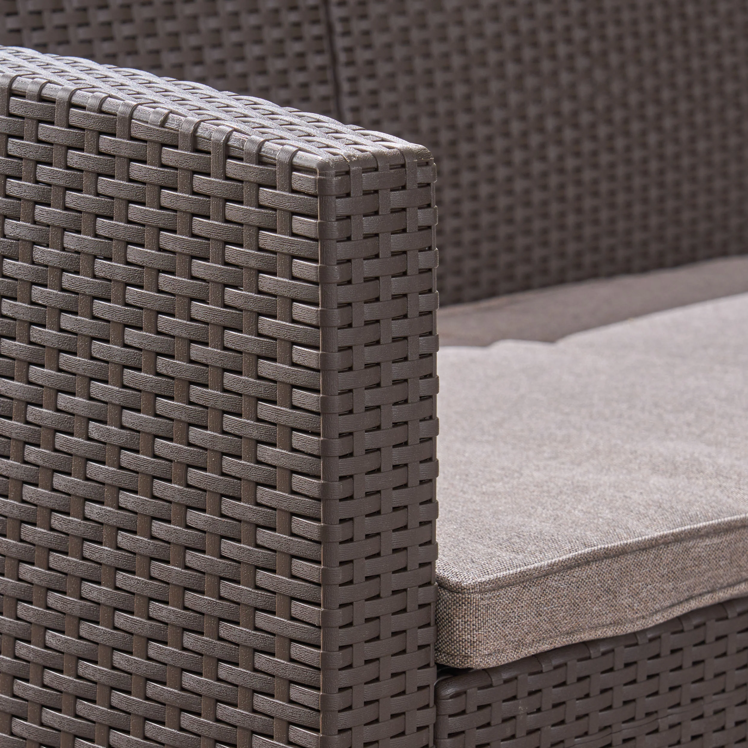 Morena Outdoor 8-Seater Wicker Print Chat Set with Fire Pit and Tank Holder - furnishings