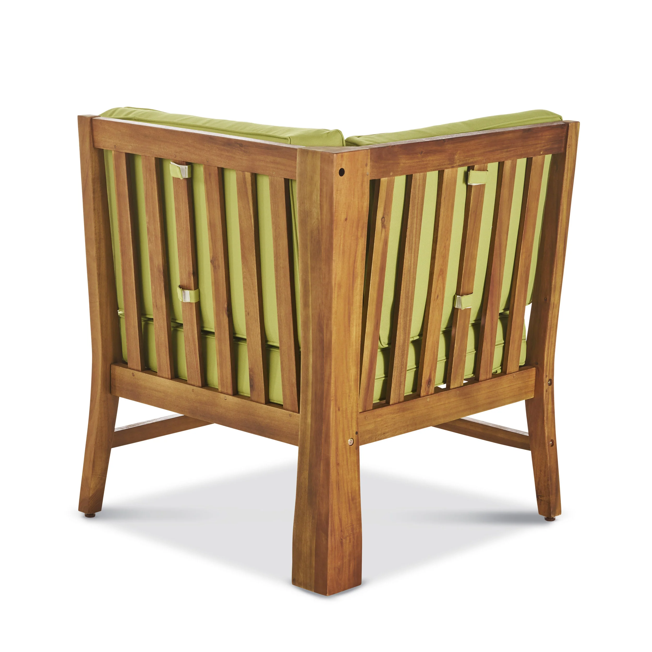Nyeemah Outdoor 5 Seater V-Shaped Acacia Wood Sofa Set with Square Fire Table and Tank - furnishings
