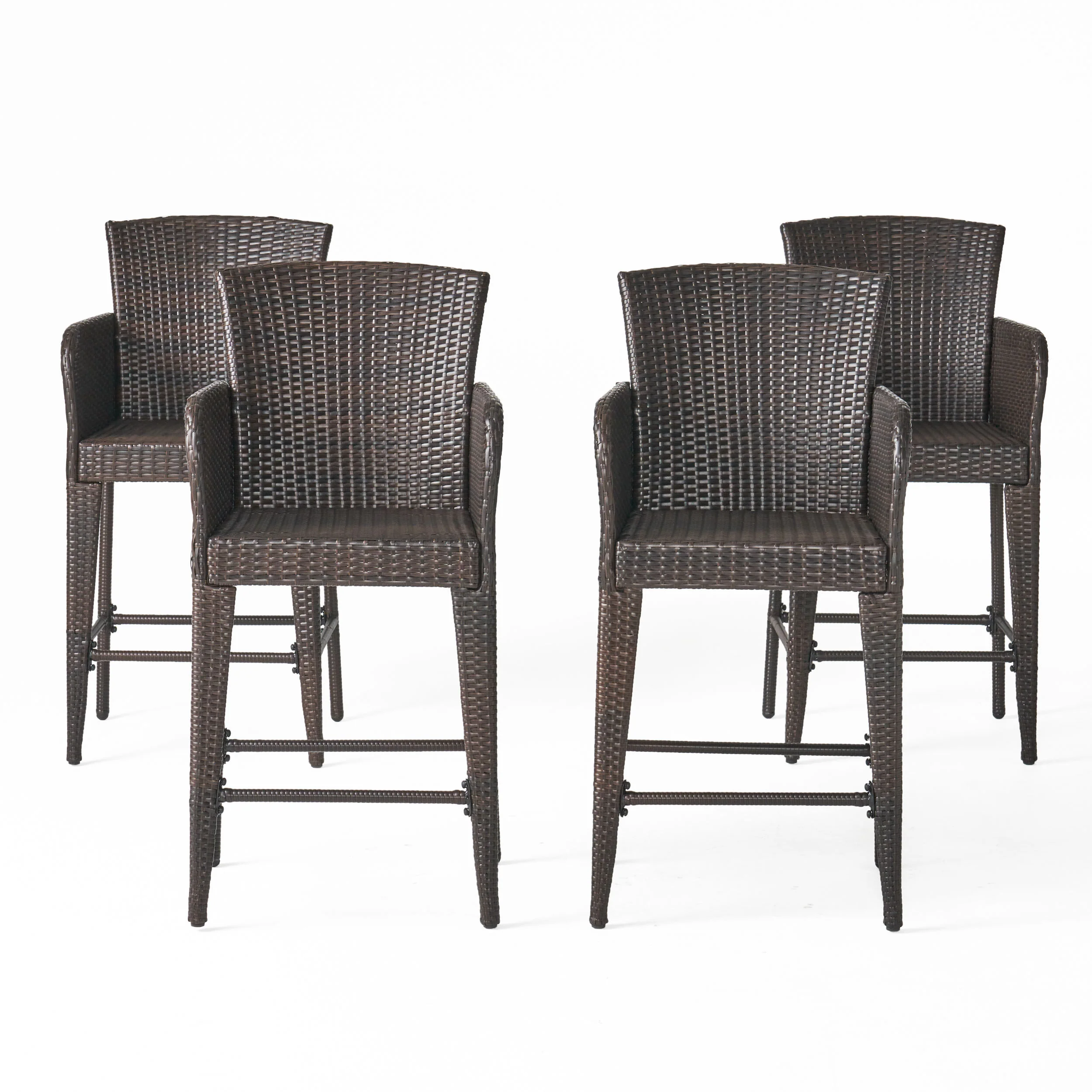 Bheleso 28-Inch Contemporary Outdoor Multibrown Wicker Barstool (Set of 4) - furnishings