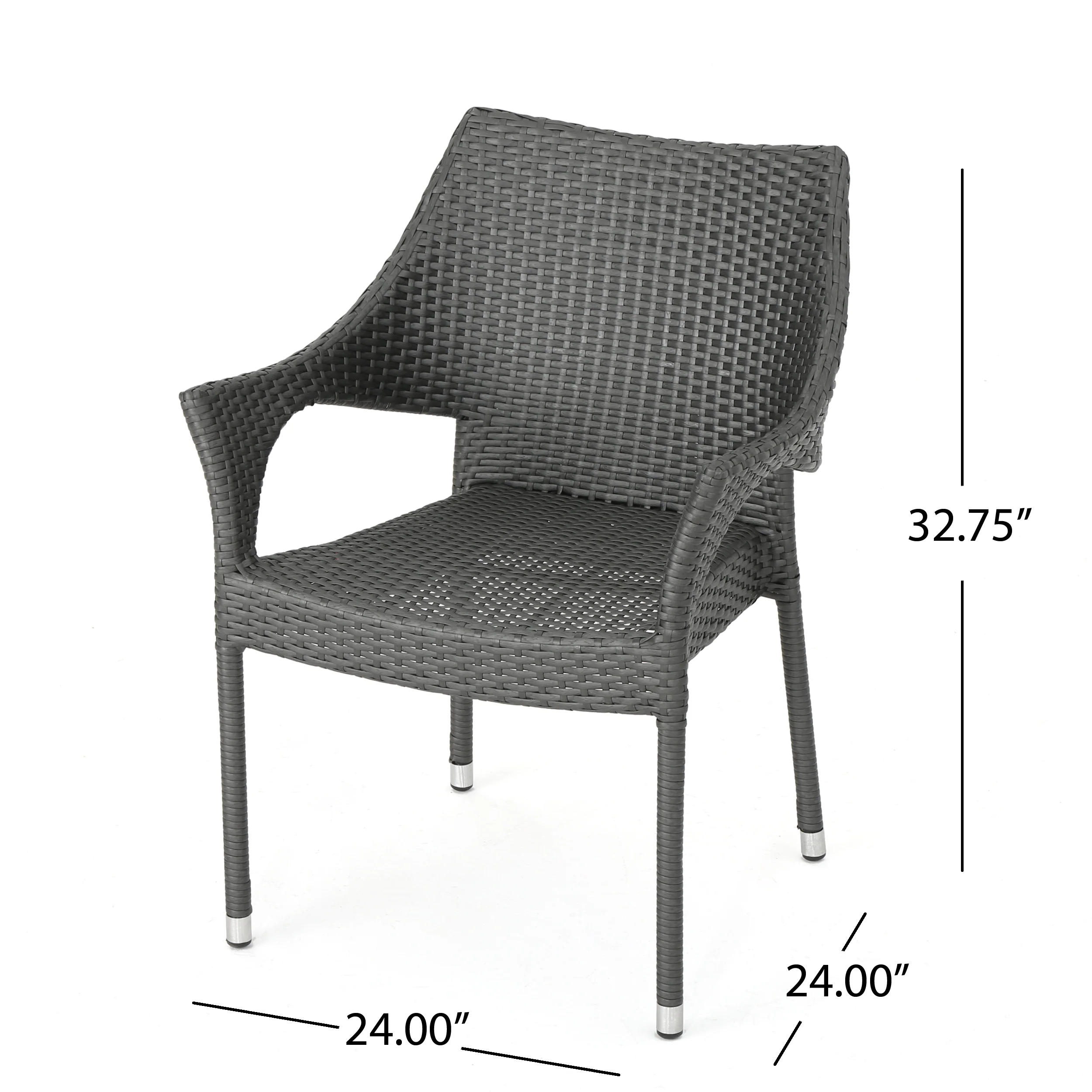 Melisandre Outdoor Grey Wicker Stacking Chairs (Set of 4) - furnishings