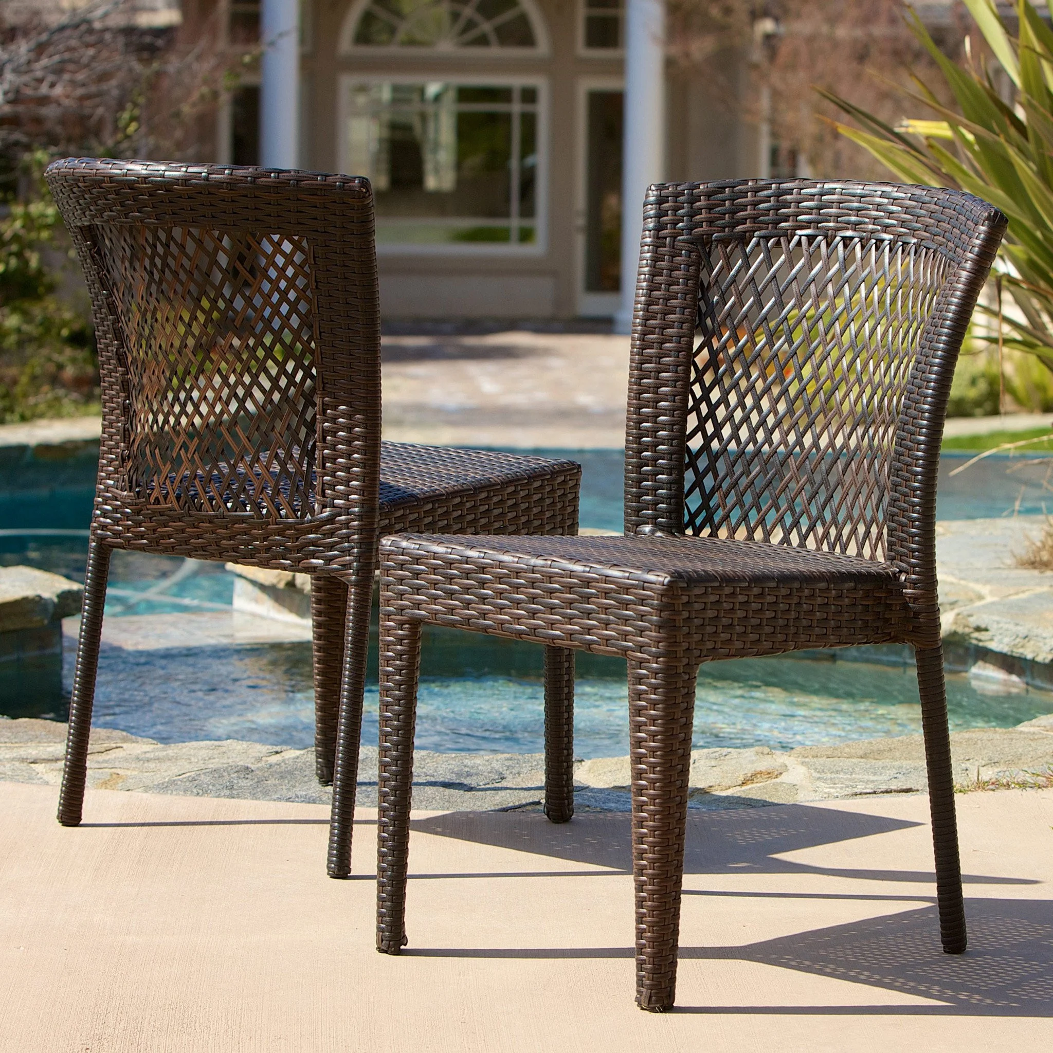 Dana Point Outdoor Patio Furniture Brown Wicker Chairs (Set of 2) - furnishings