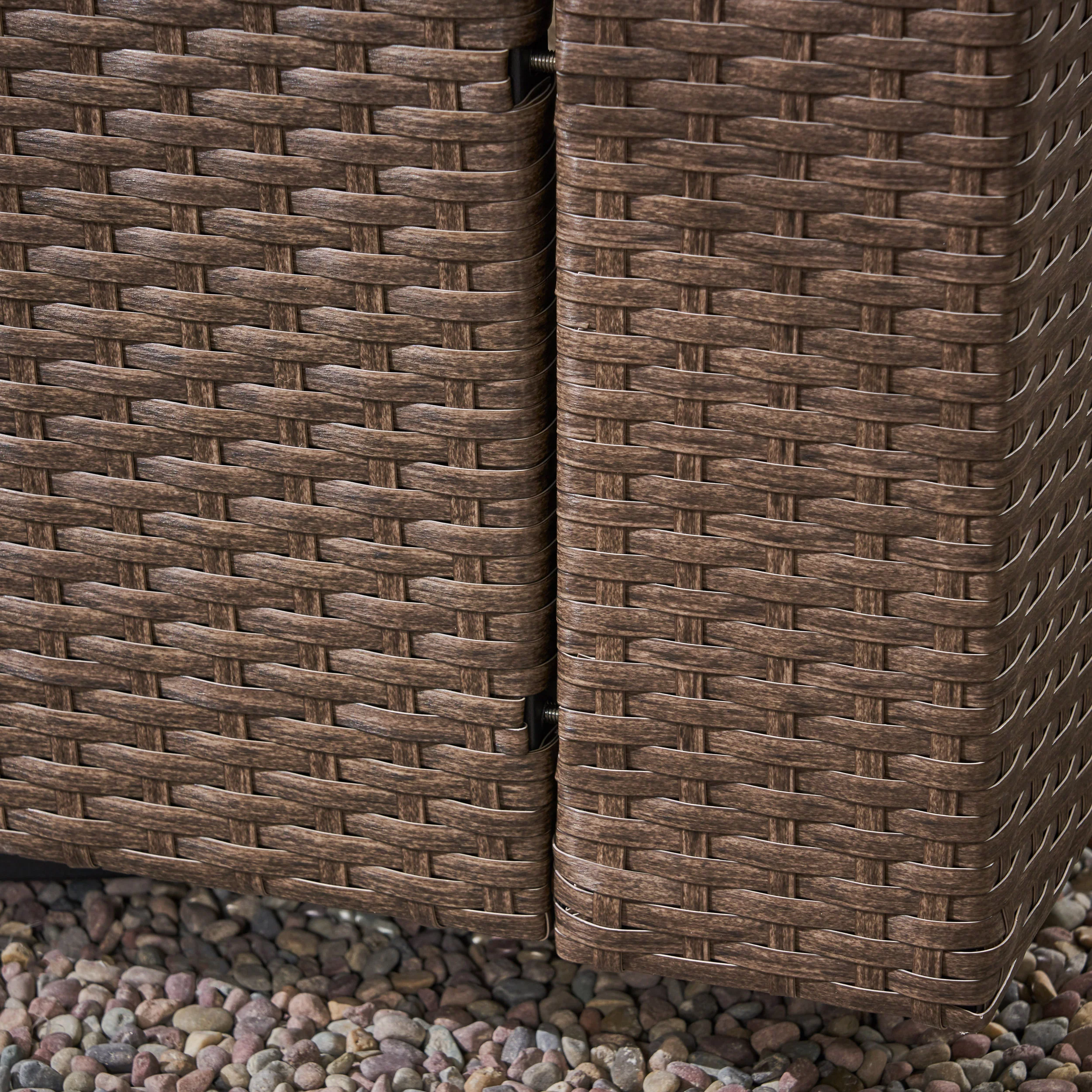 Liyam Outdoor 4 Piece Wicker Swivel Chair Set with Fire Pit, Brown and Brown - furnishings