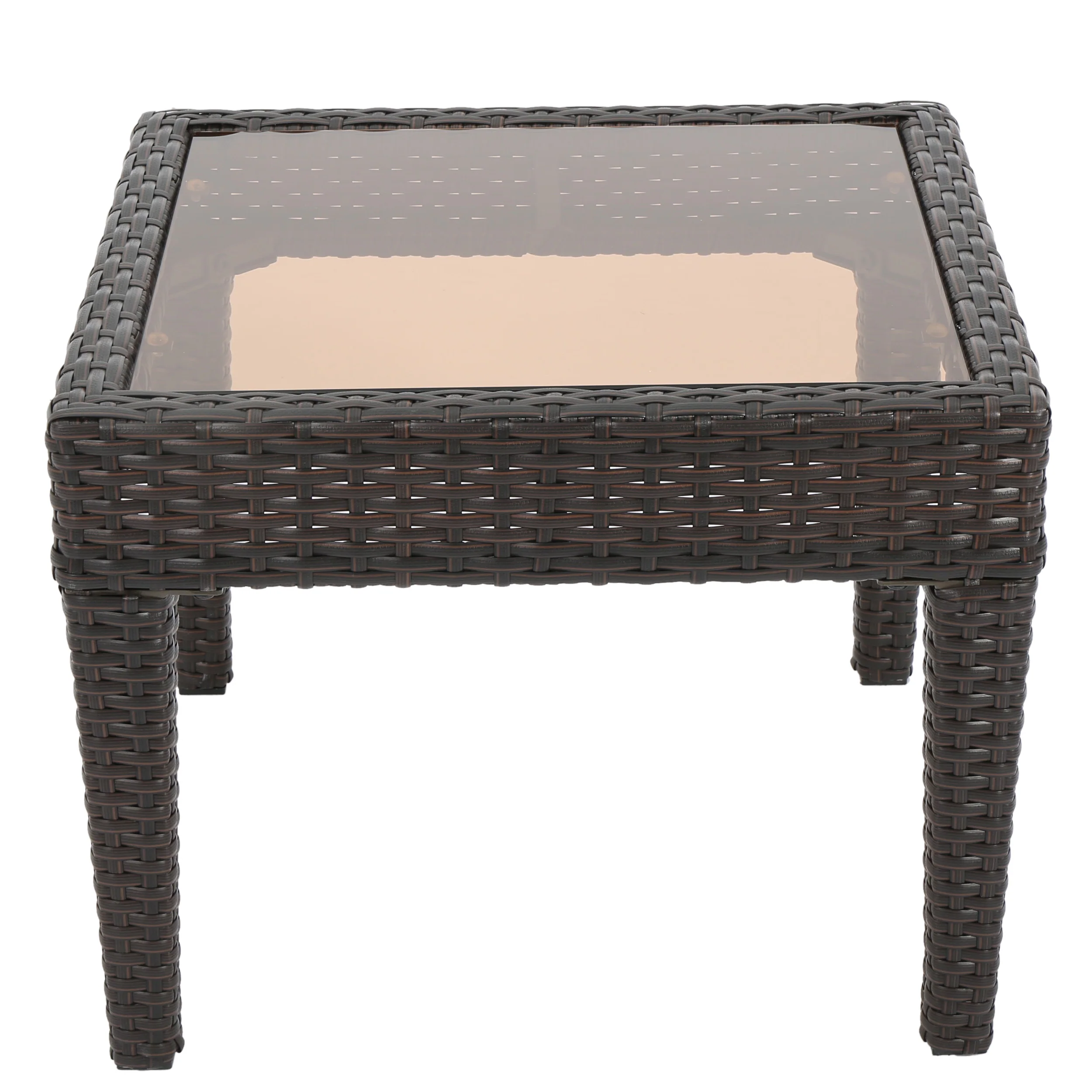 Jermaine Outdoor Brown Wicker Side Table - furnishings