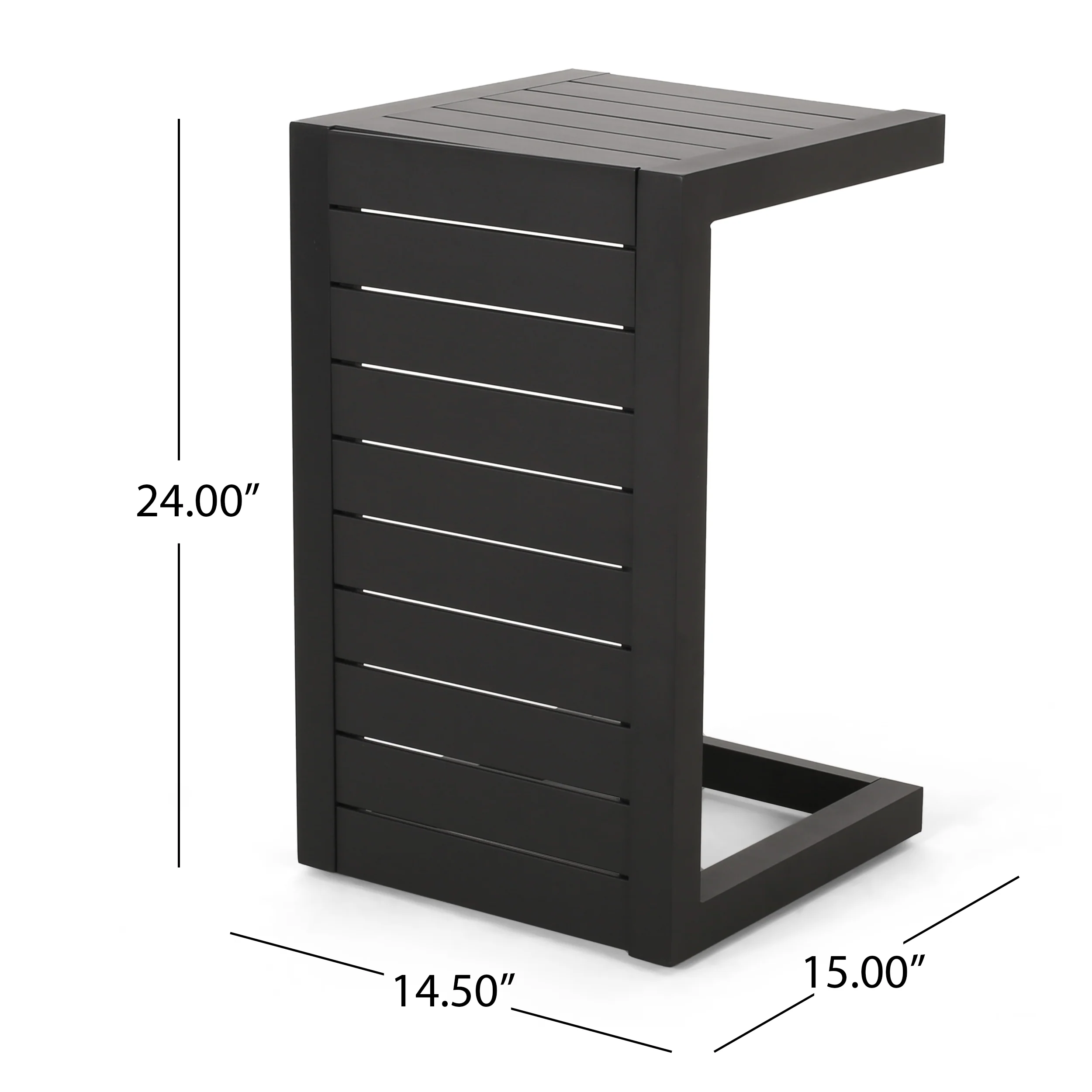 Cherie Outdoor Modern Aluminum C-Shaped End Table - furnishings