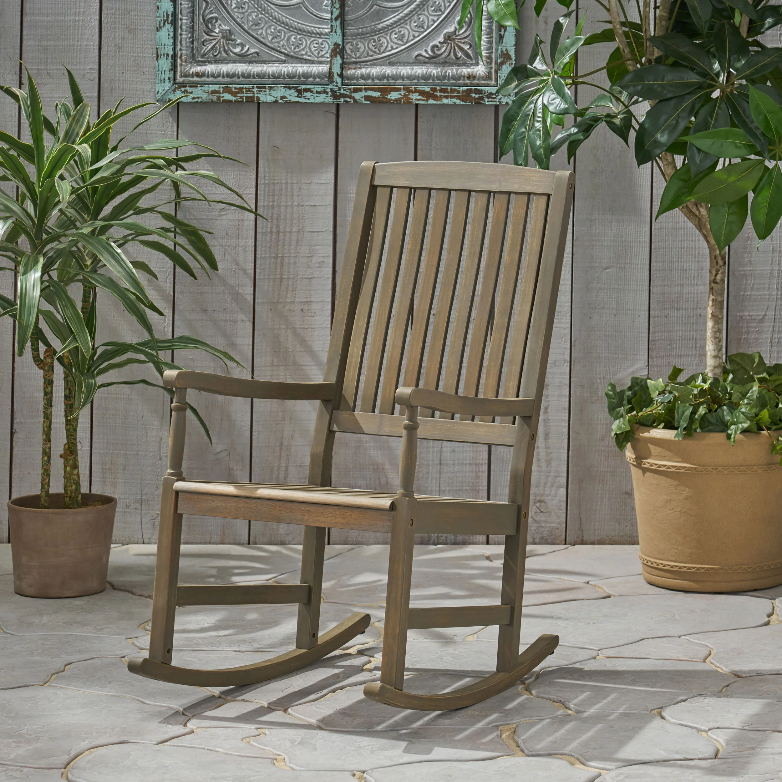 Myrna Outdoor Acacia Wood Rocking Chair - furnishings