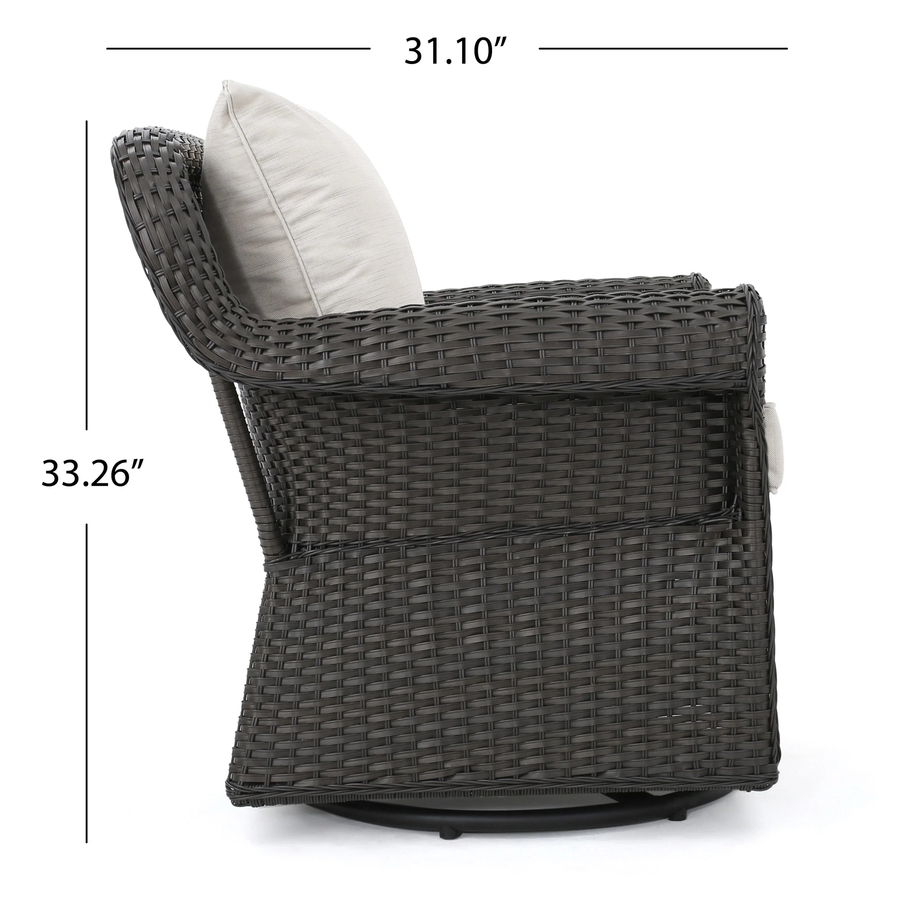 Lustar Outdoor 4 Piece Swivel Club Chair Set with Square Fire Pit - furnishings