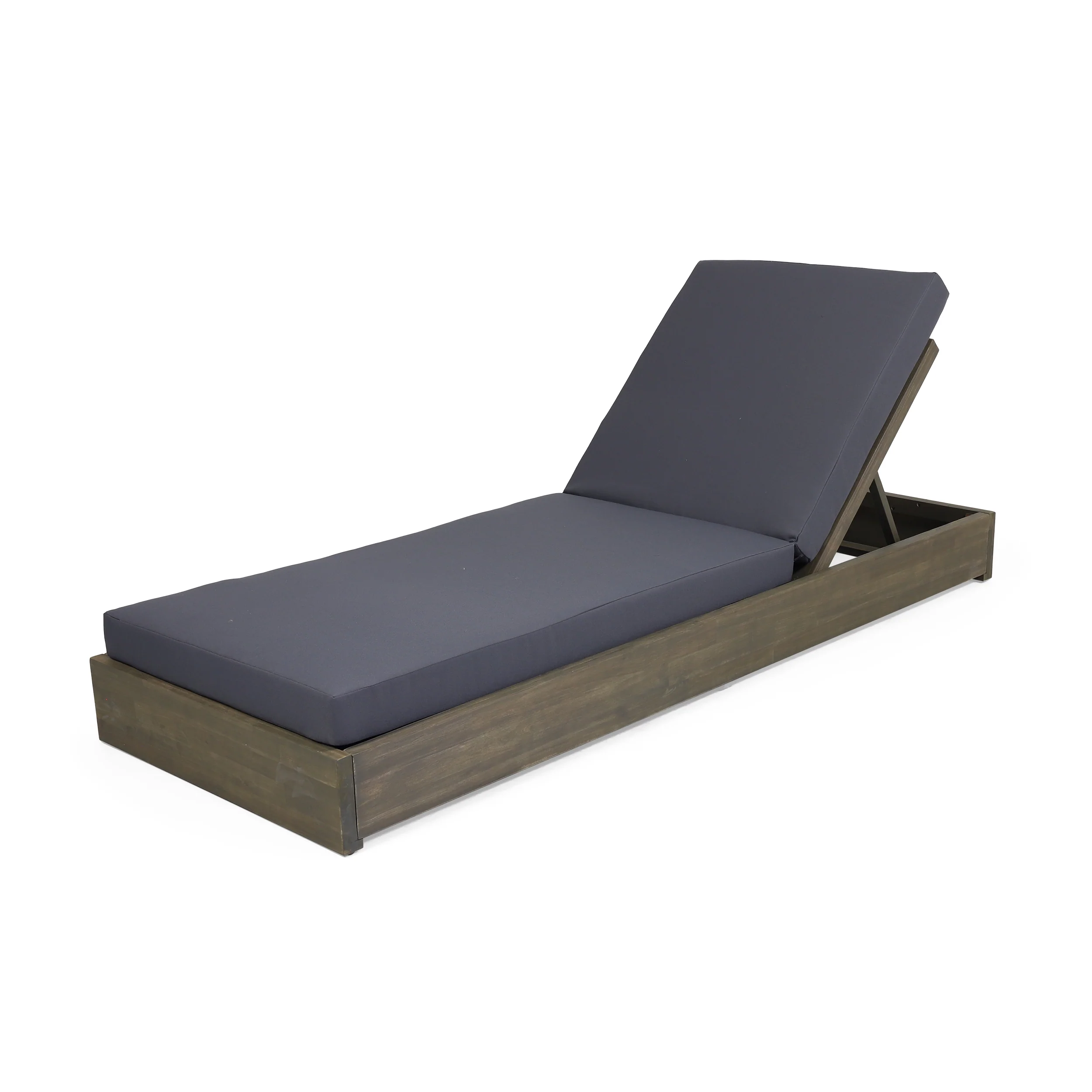 Niyanna Outdoor Acacia Wood Chaise Lounge with Cushion (Set of 4) - furnishings