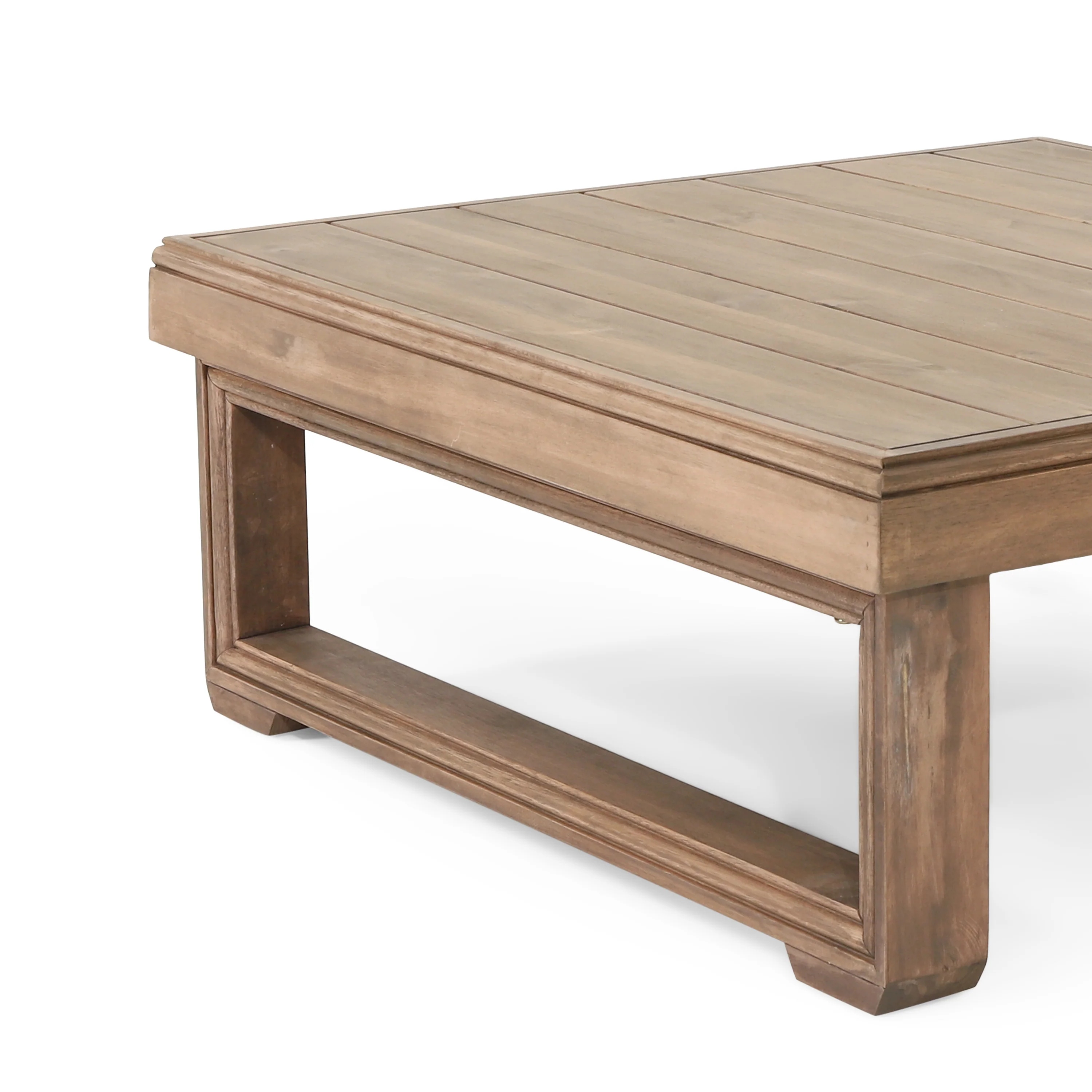 Andrae Outdoor Acacia Wood Square Coffee Table, Brown Wash - furnishings