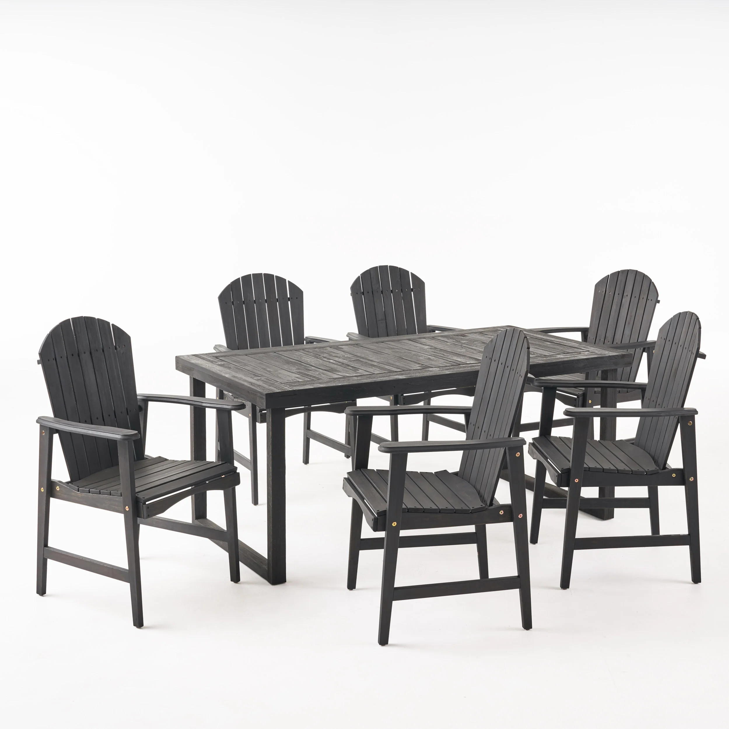 Ace Outdoor 6 Seater Acacia Wood Adirondack Dining Set - furnishings