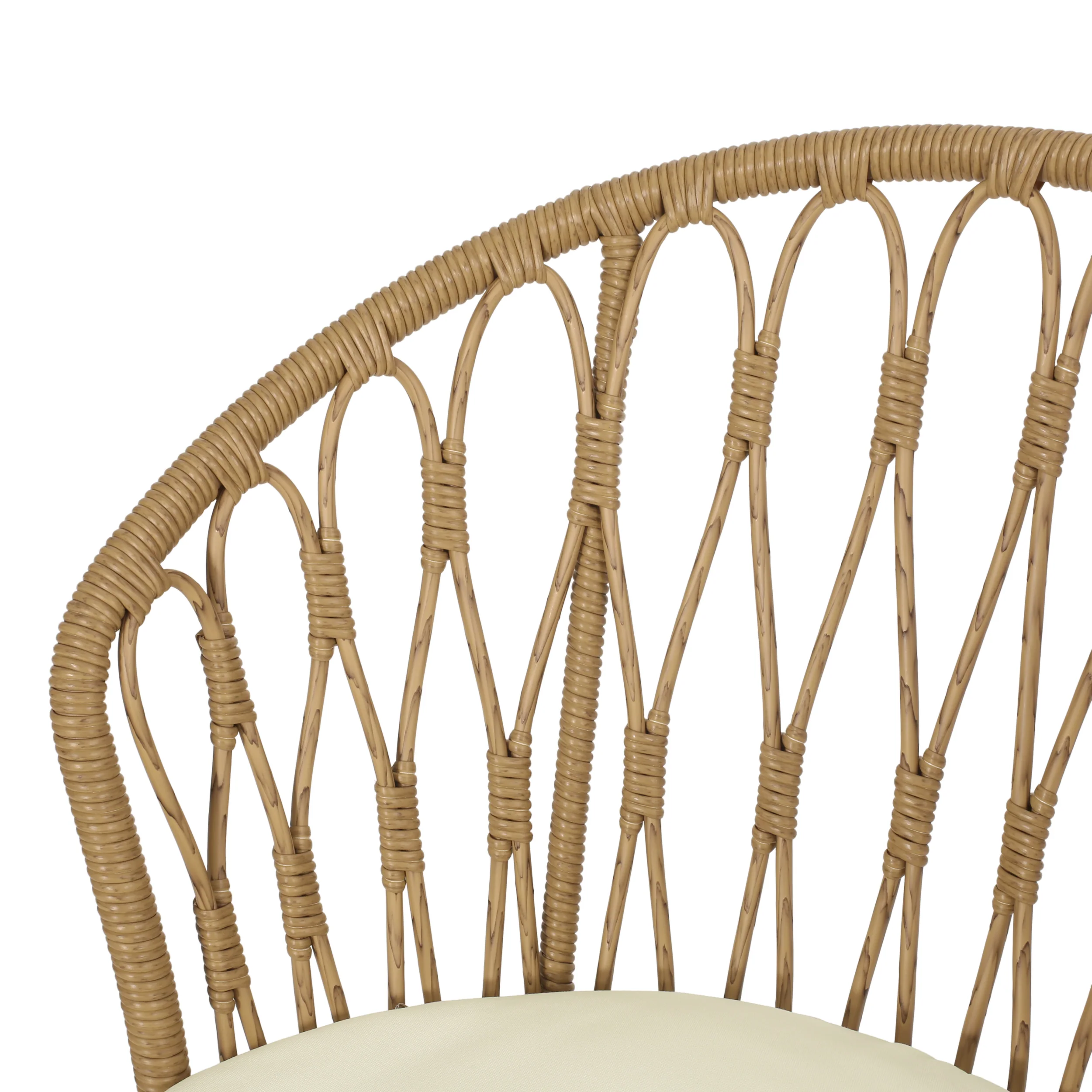 Cowen Outdoor Wicker Dining Chairs with Cushion, Set of 2, Light Brown, Black, and Beige - furnishings