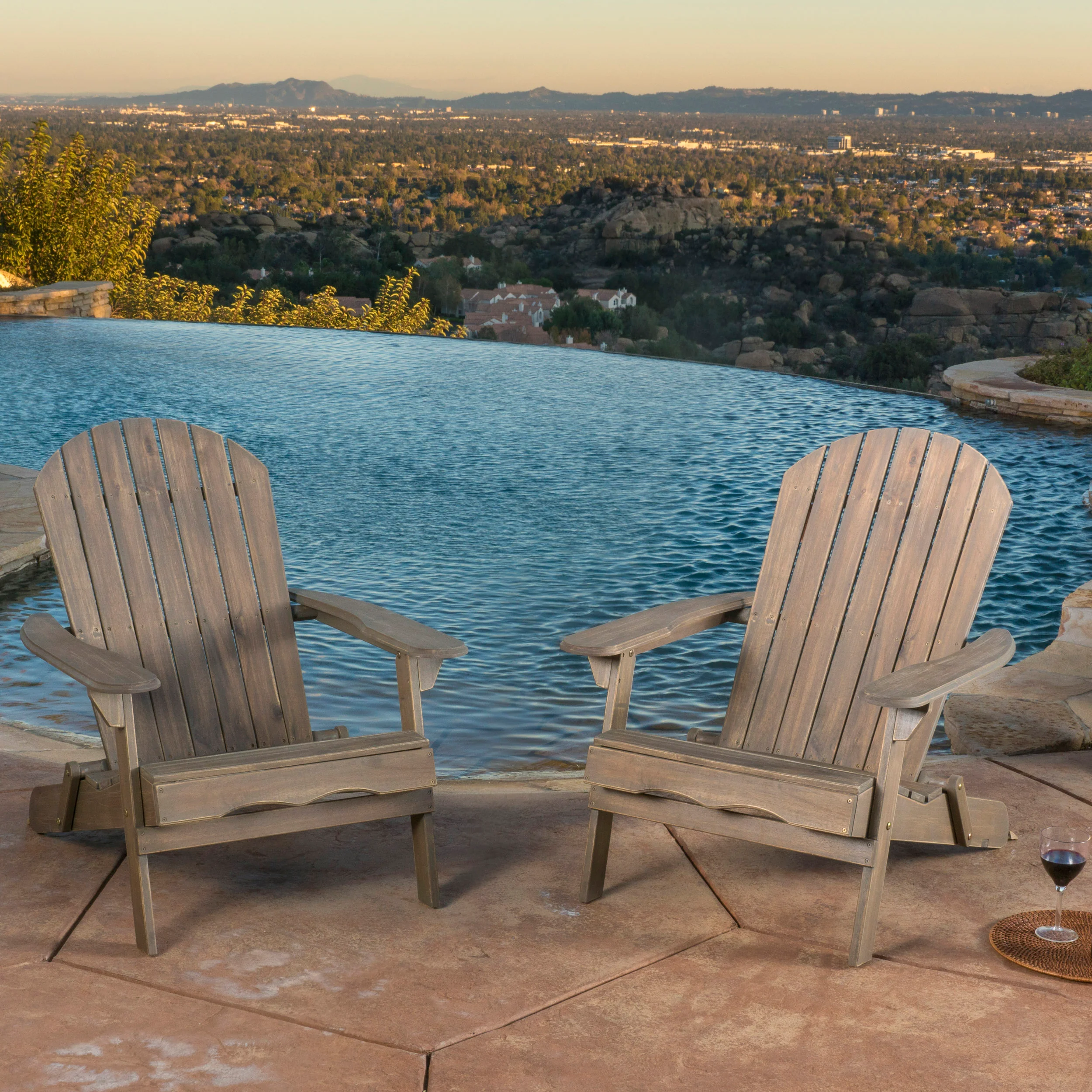 Kono Outdoor Acacia Wood Reclining Adirondack Chair with Footrest - furnishings