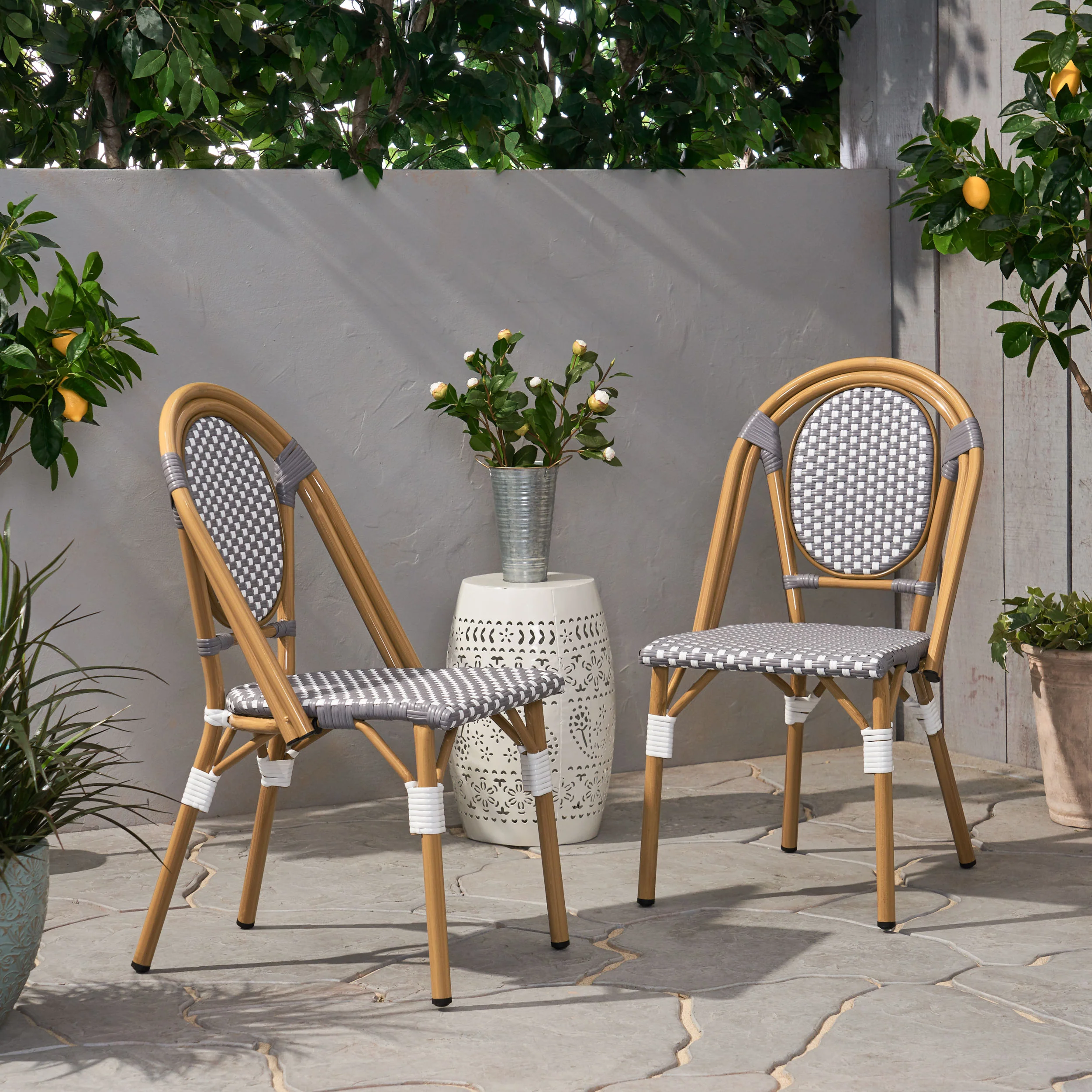 Kazaria Outdoor French Bistro Chairs (Set of 2) - furnishings