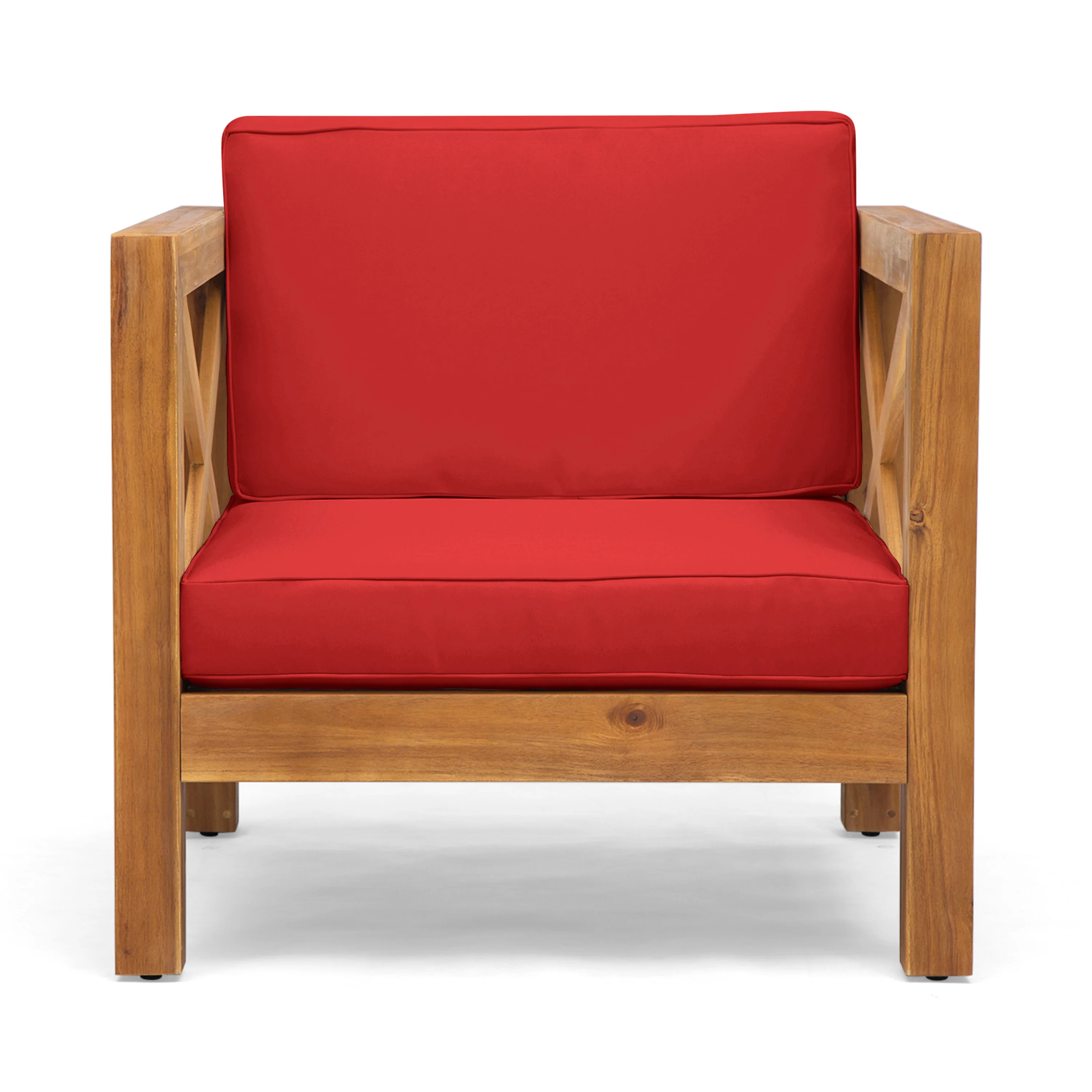 Indira Outdoor Acacia Wood Club Chair with Cushion - furnishings