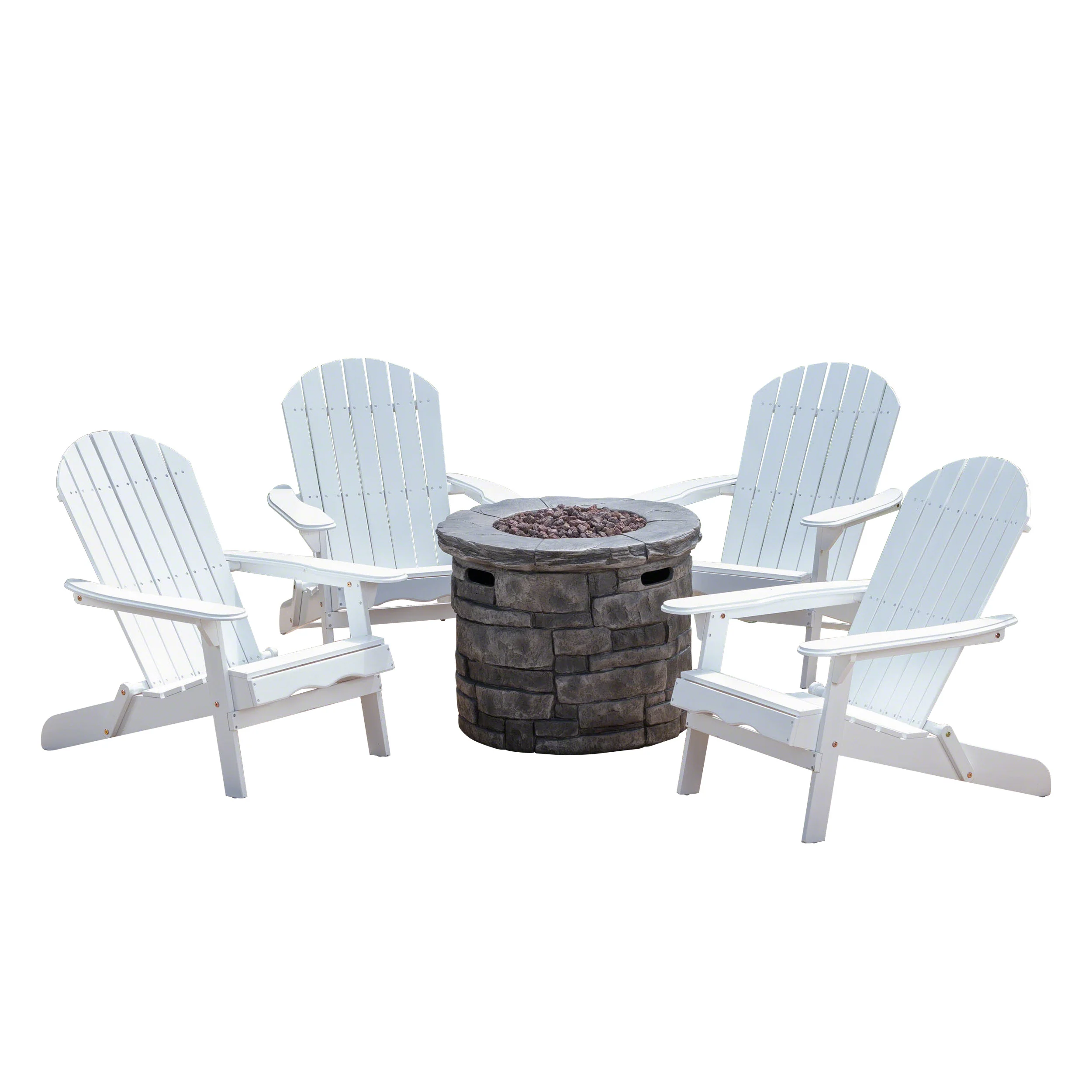 Jasper Outdoor Acacia Wood 5 Piece Adirondack Chair and Fire Pit Set - furnishings