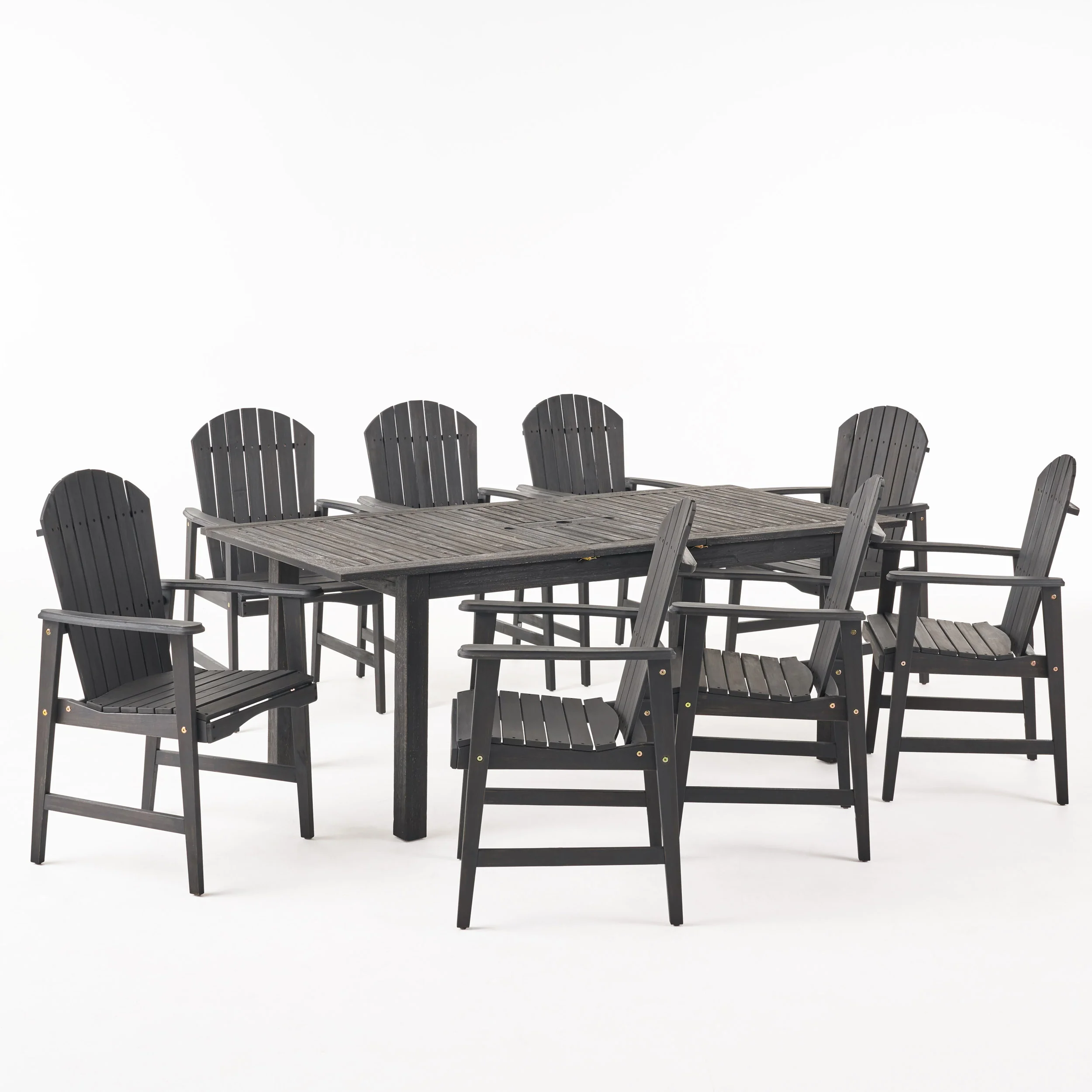Bentlee Outdoor 8 Seater Acacia Wood Adirondack Dining Set - furnishings