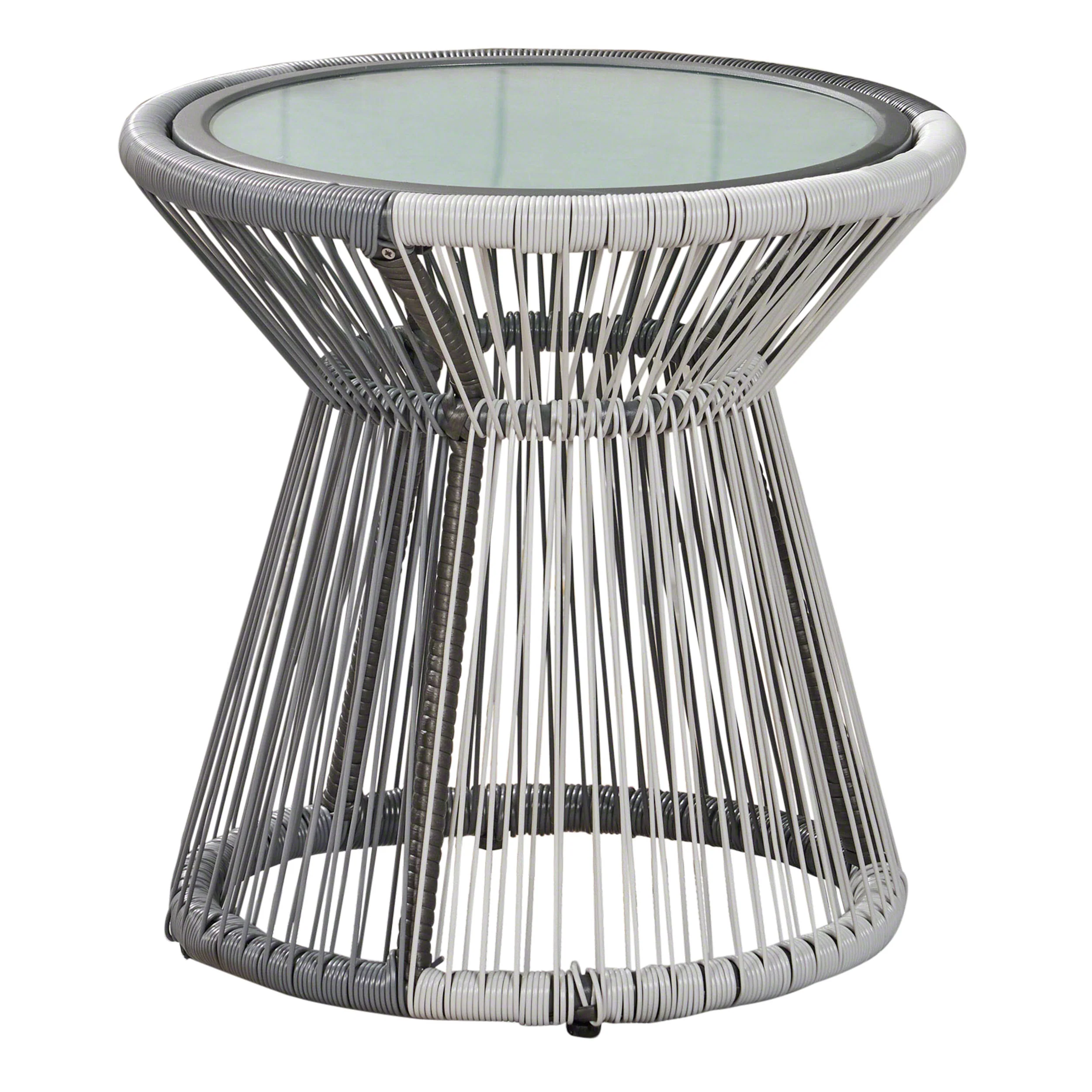 Aiden Outdoor Faux Rattan Side Table with Glass Top - furnishings